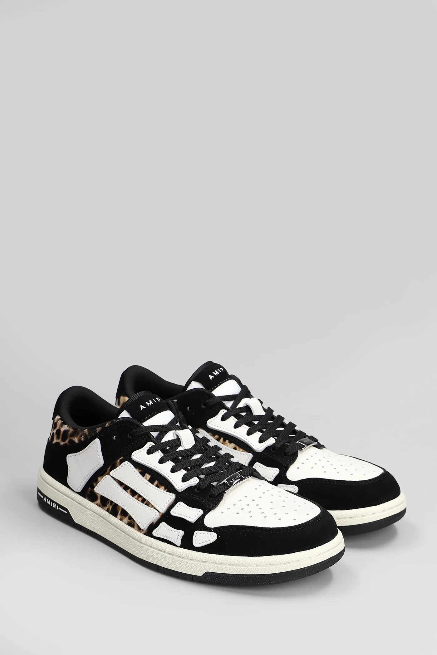 Leopard skel top low Sneakers in black leather - Image 2