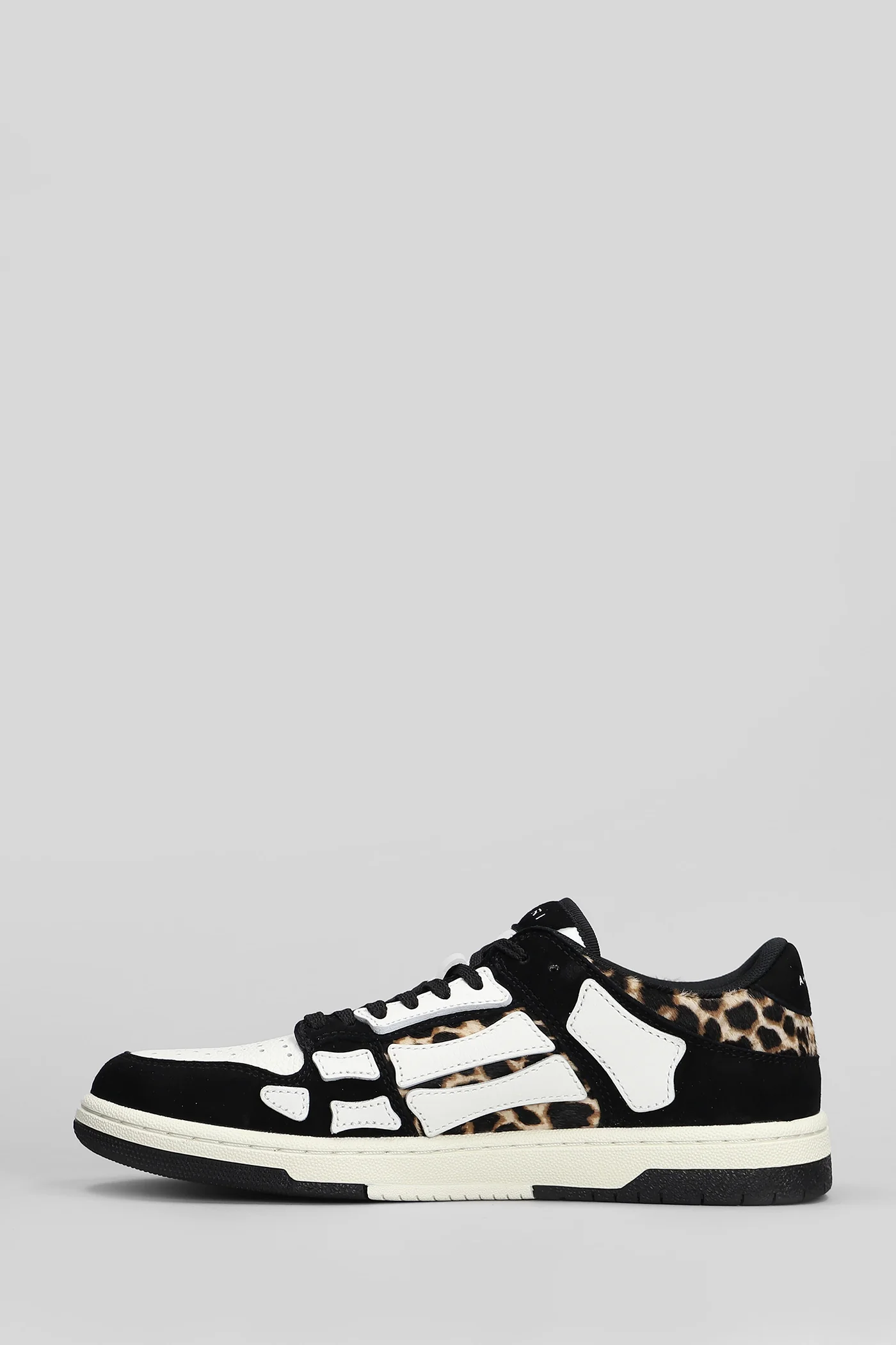 Leopard skel top low Sneakers in black leather - Image 3