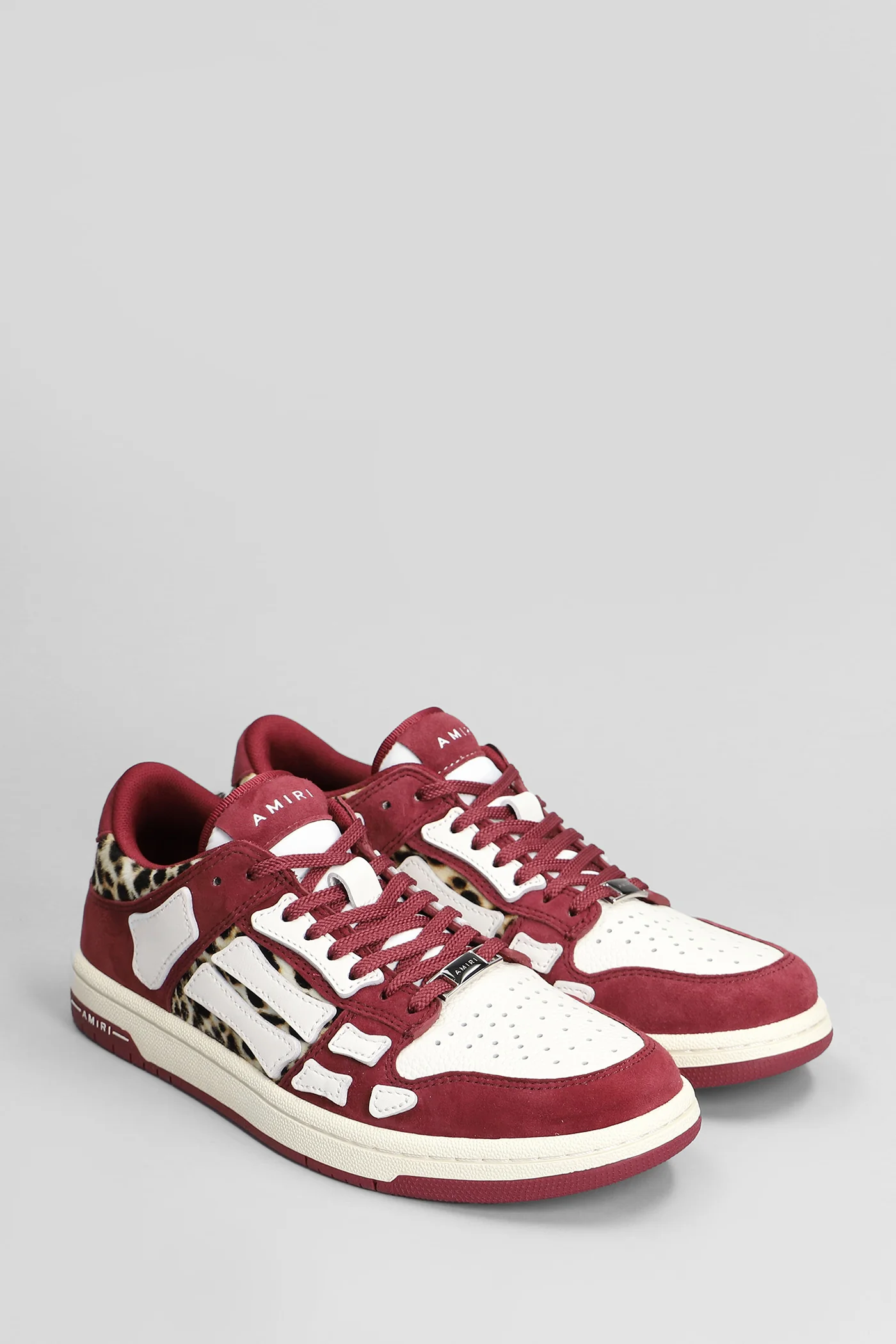 Leopard skel top low Sneakers in bordeaux leather - Image 2