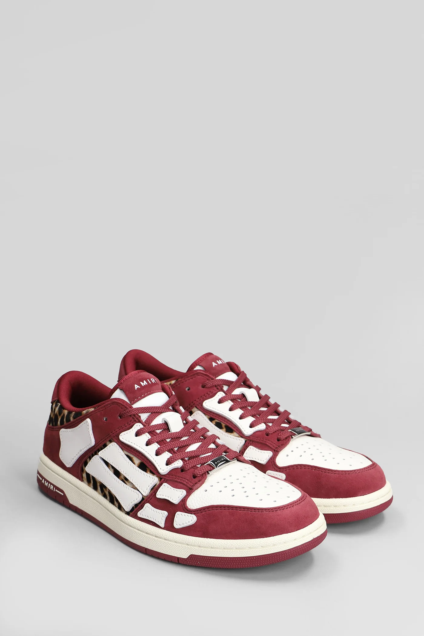 Leopard skel top low Sneakers in bordeaux leather - Image 2
