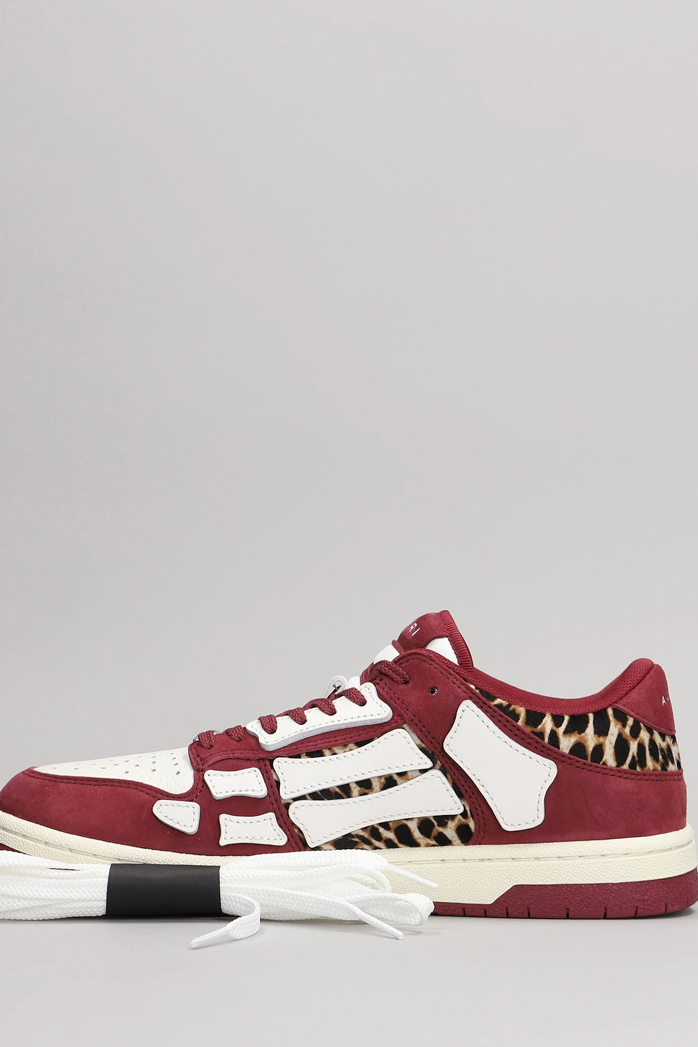 Leopard skel top low Sneakers in bordeaux leather - Image 5