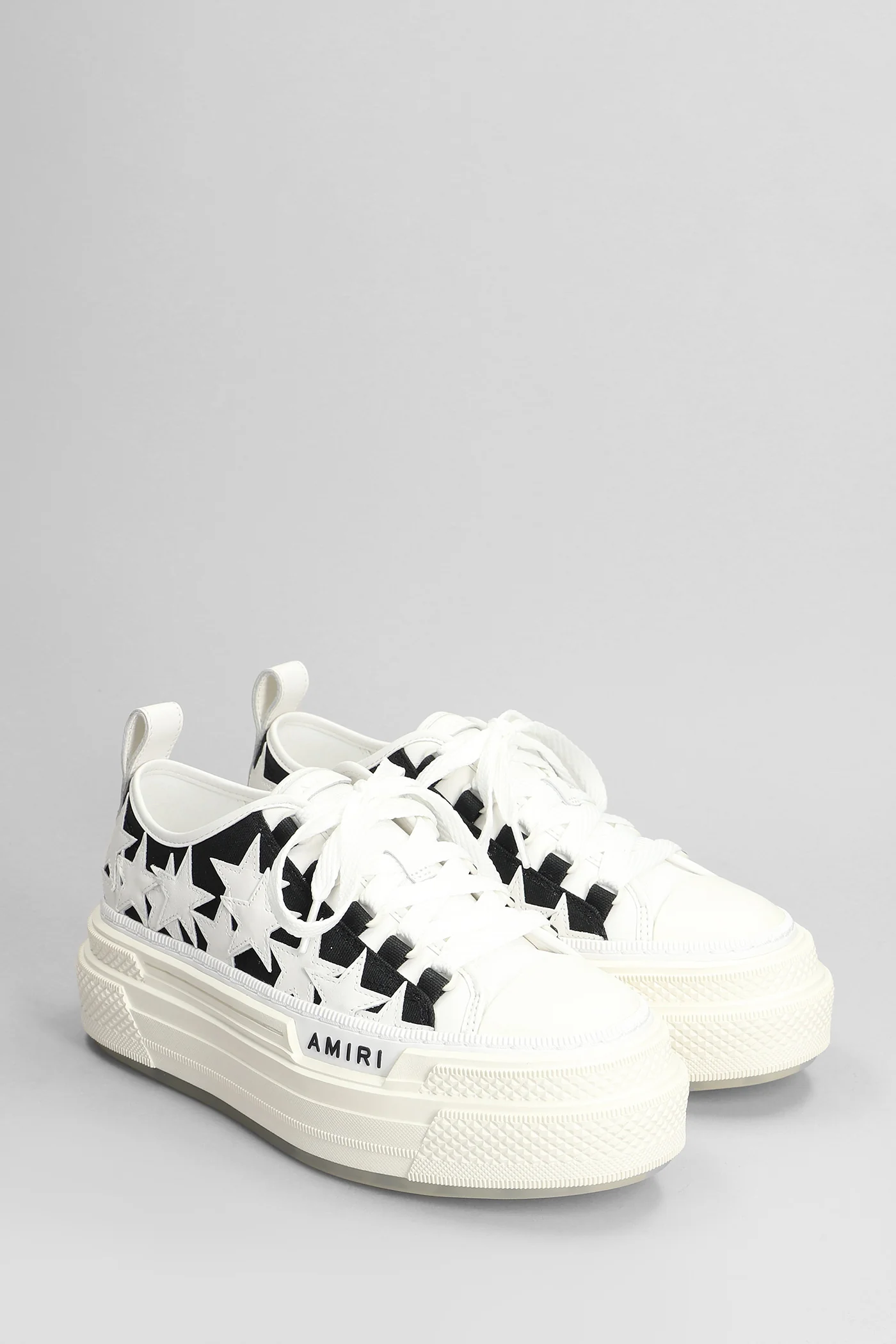 Platform stars court Sneakers in white cotton - Image 2