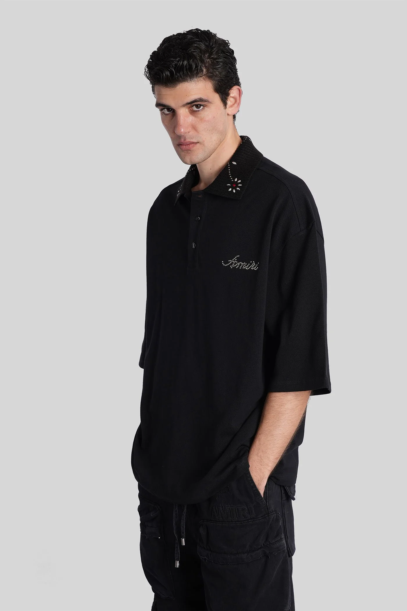Polo in blue cotton - Image 4