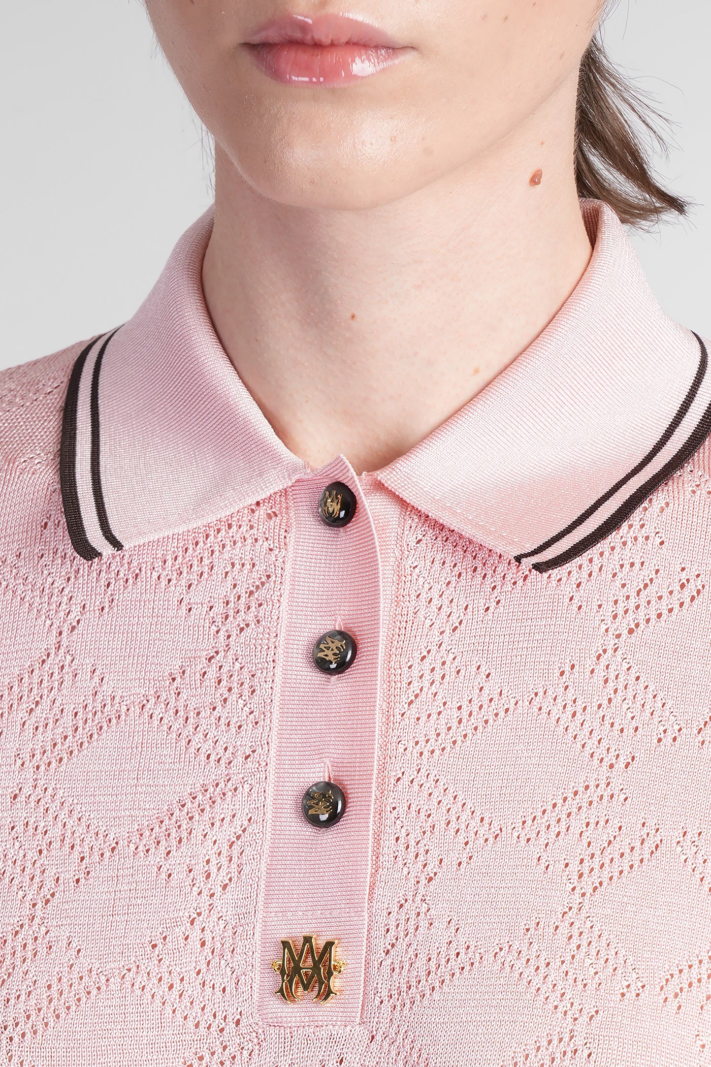 Polo in rose-pink viscose - Image 5