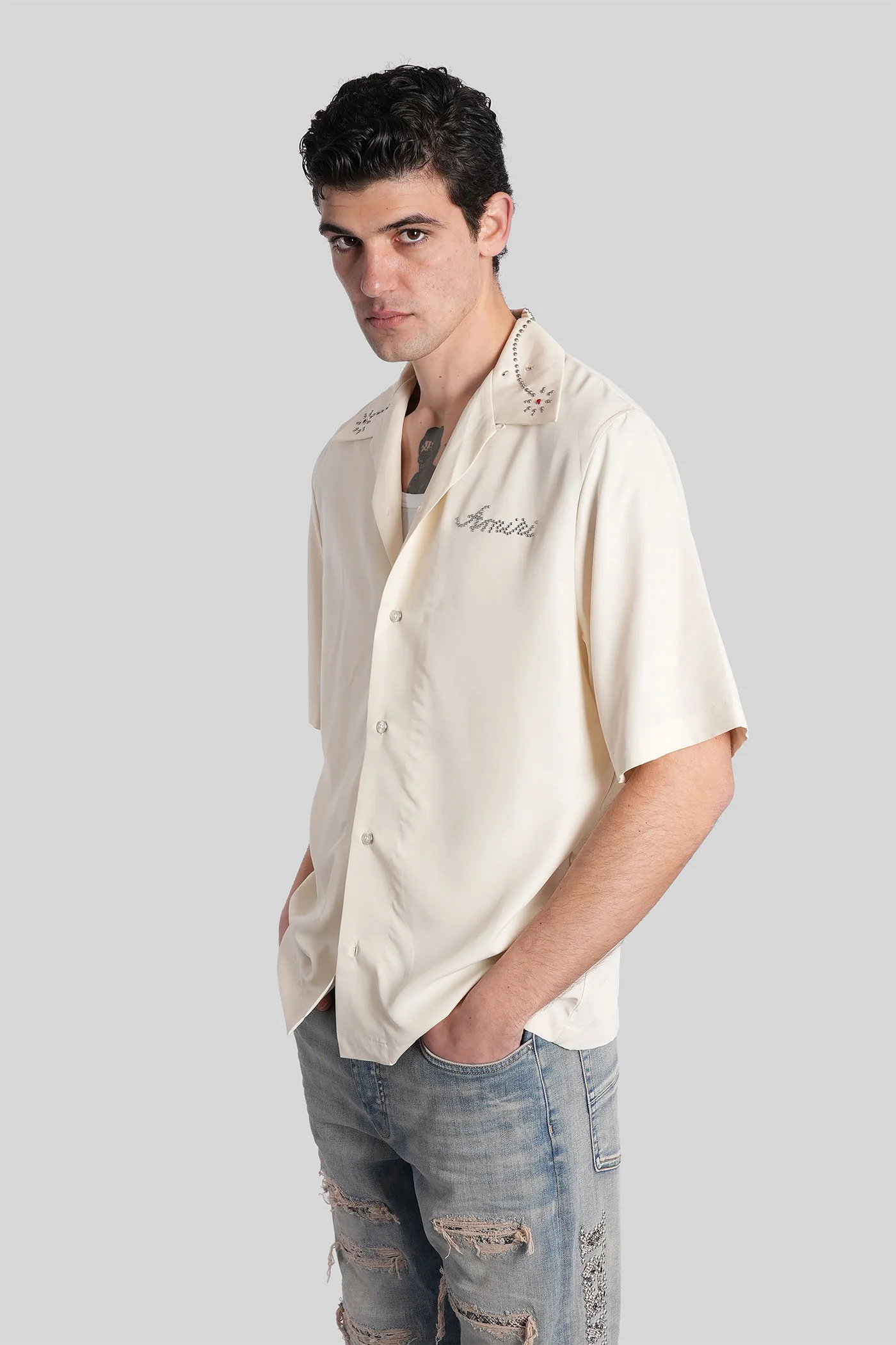 Shirt in beige polyester - Image 4