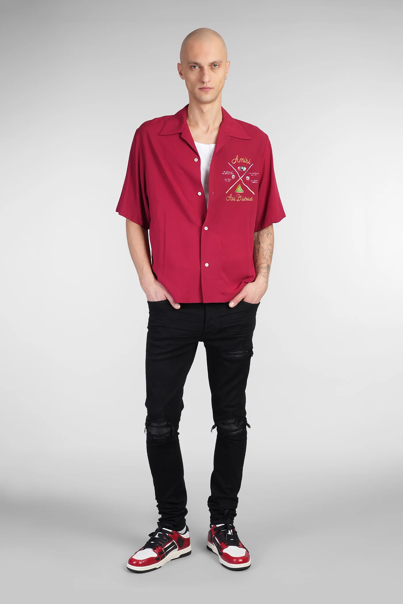 Shirt in bordeaux viscose - Image 2