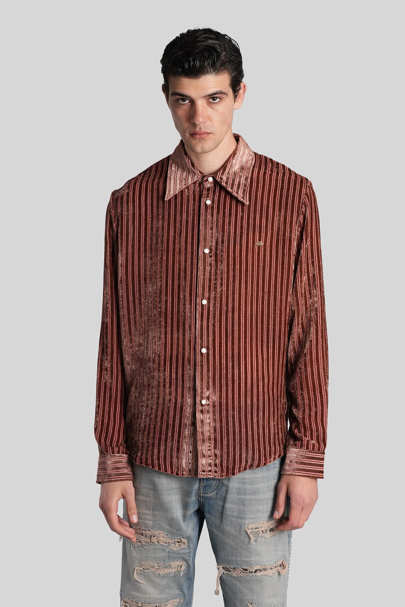 Shirt in bronze velvet