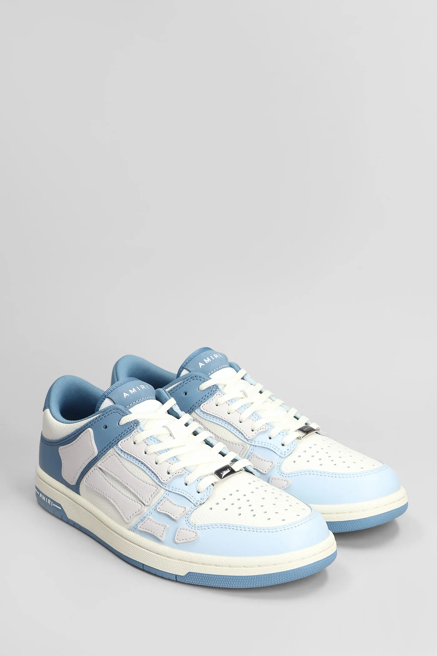 Skel top Sneakers in cyan leather - Image 2