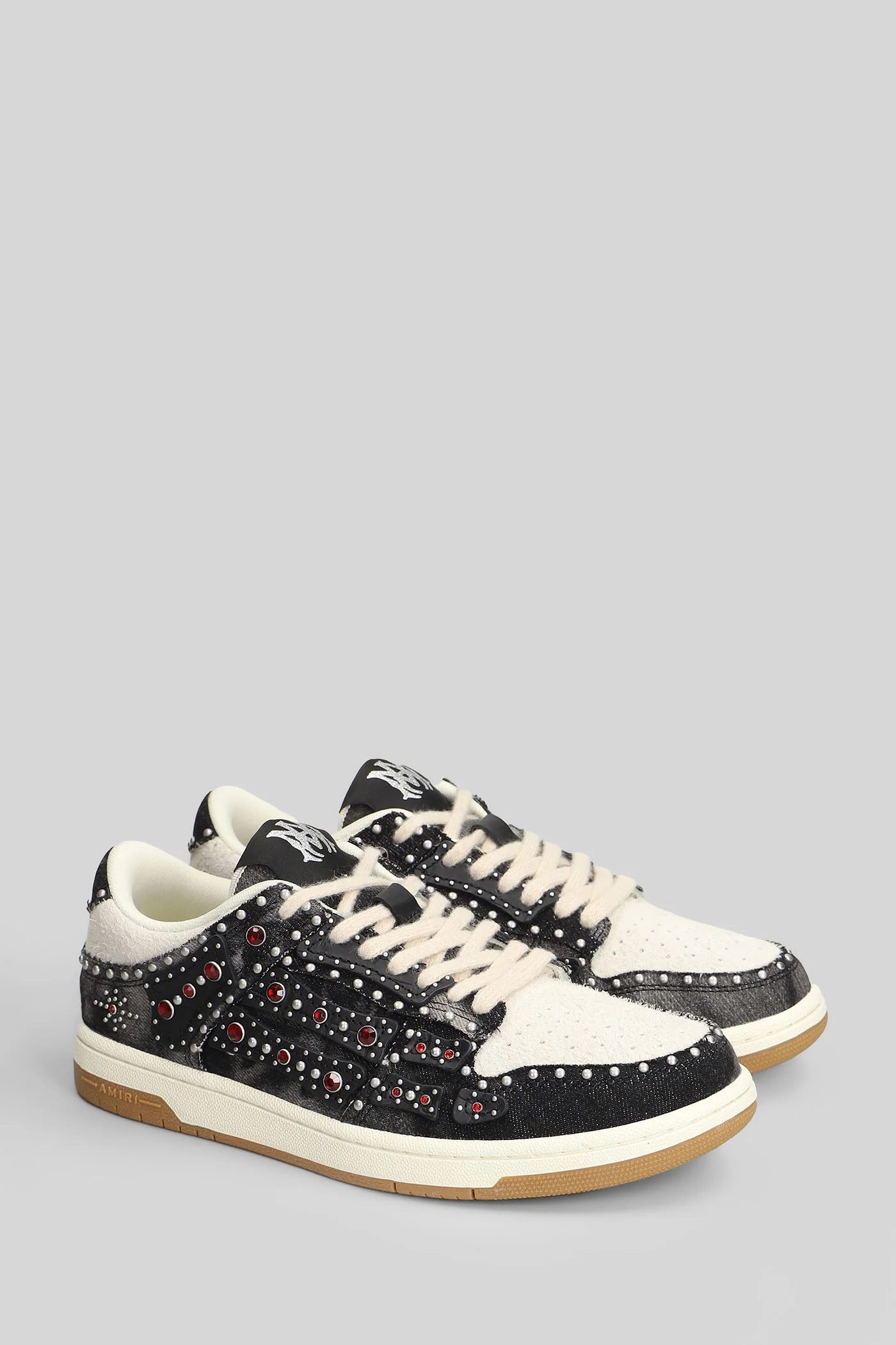 Stud skel top low Sneakers in black denim - Image 2