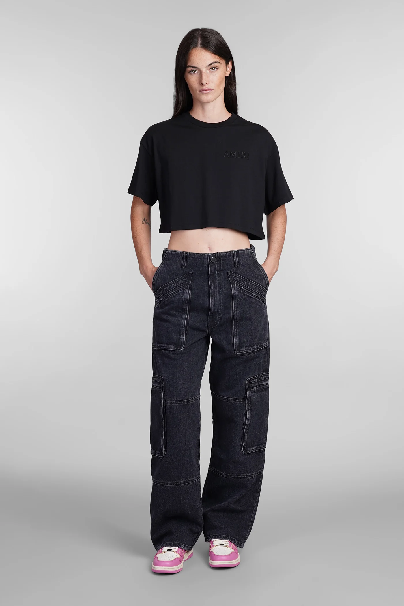 T-Shirt in black cotton - Image 2