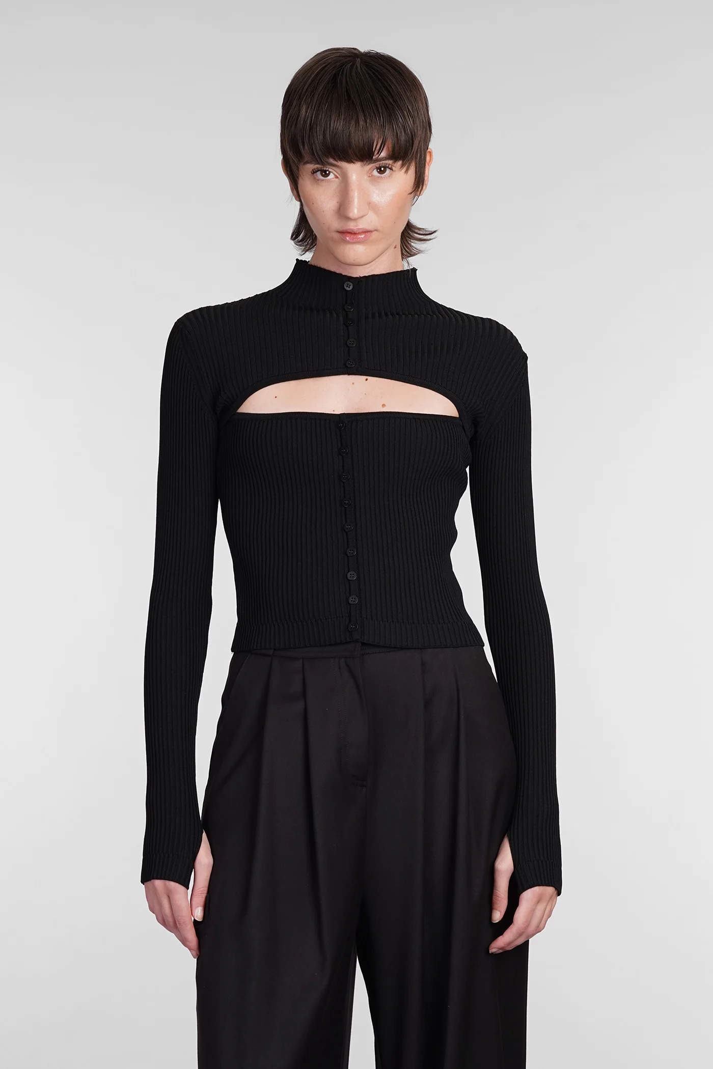 Cardigan in black wool