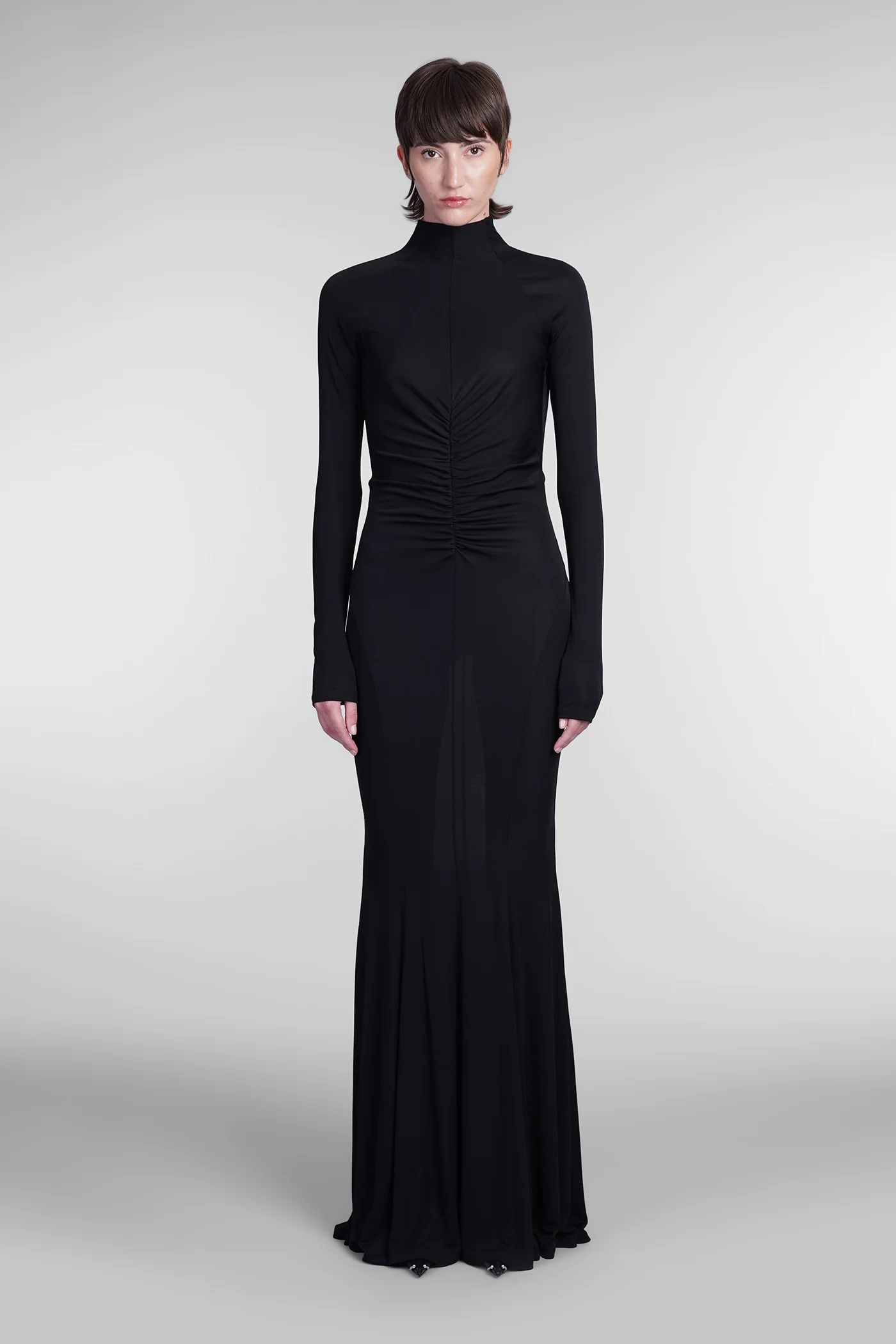 Dress woman in black viscose