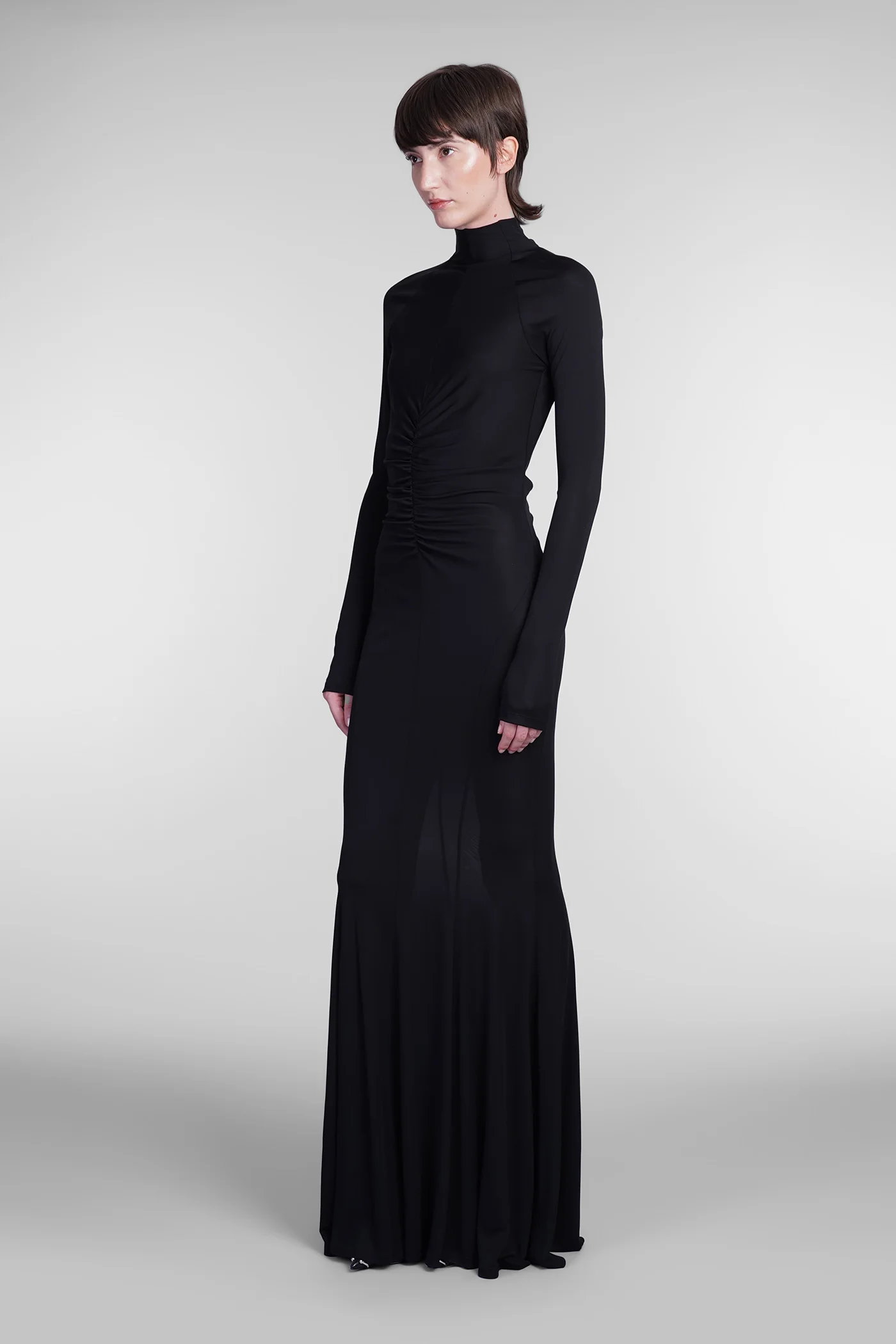 Dress woman in black viscose - Image 4