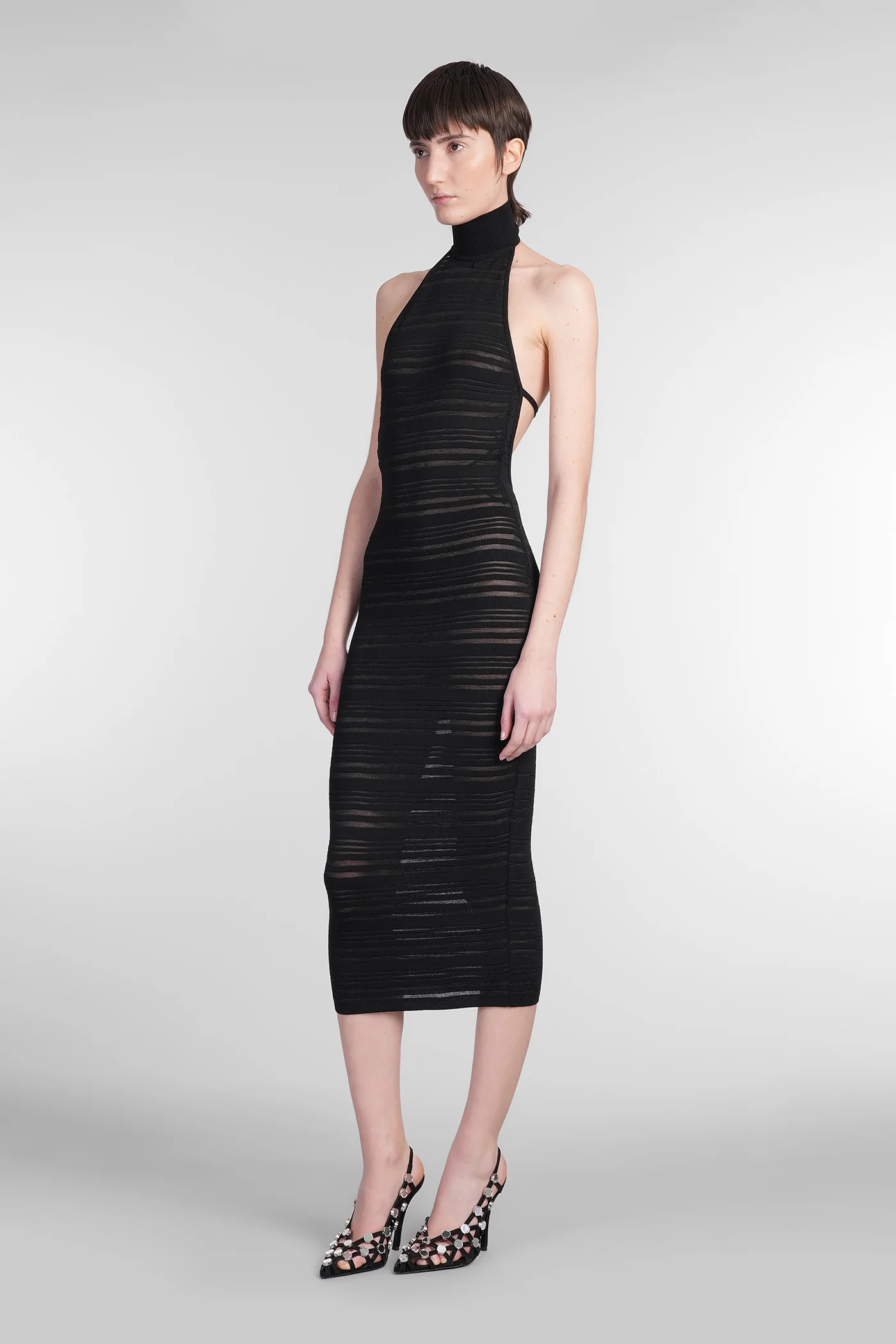 Long dress in black viscose - Image 4