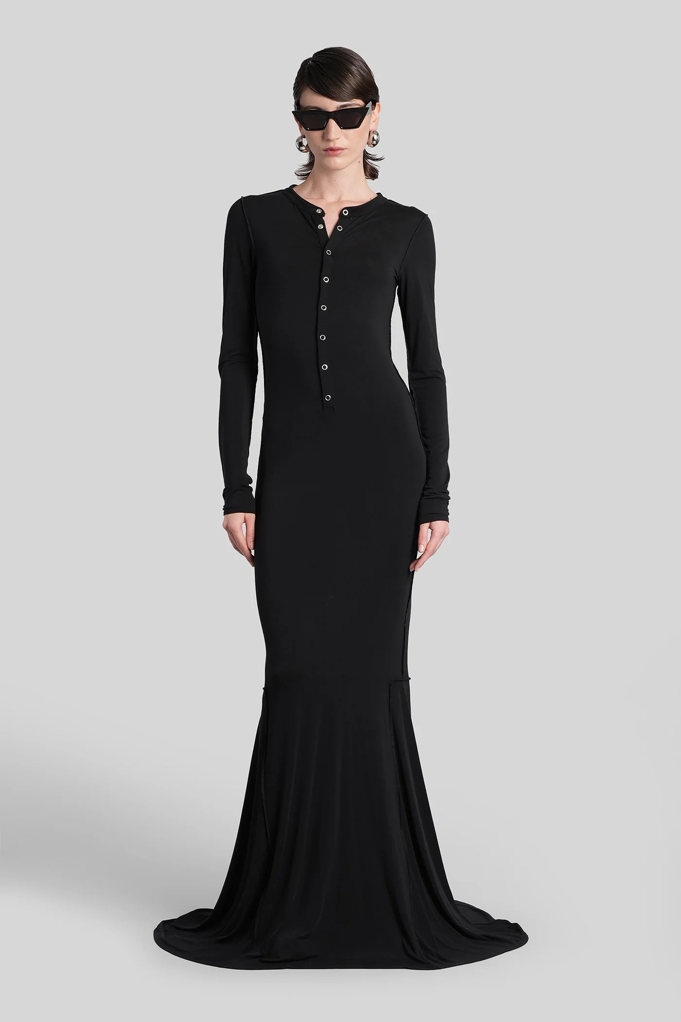 Ludovica Long dress in black cotton