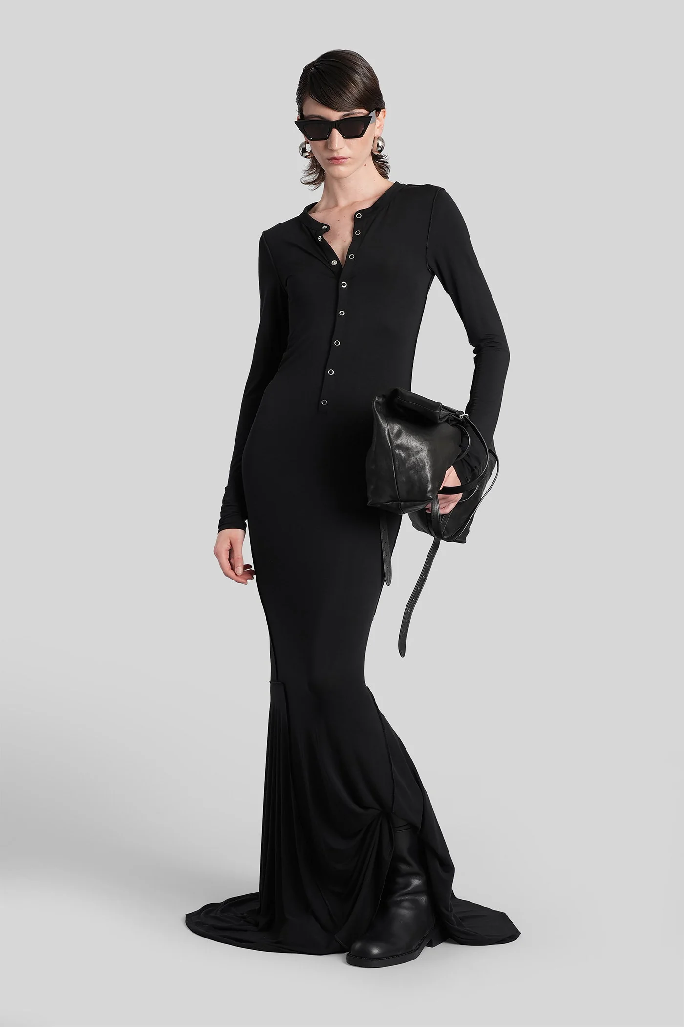 Ludovica Long dress in black cotton - Image 2