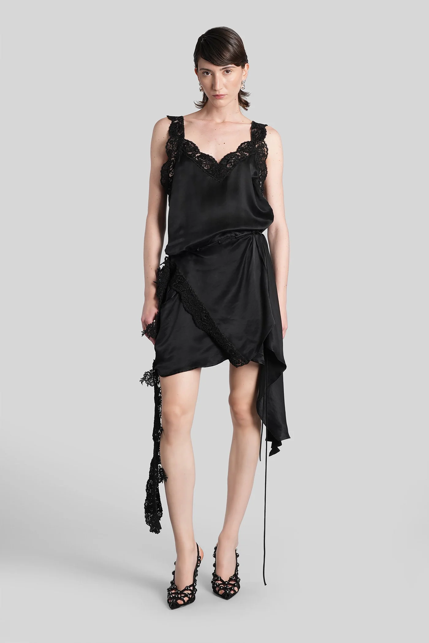 Menta Mini dress in black polyamide polyester