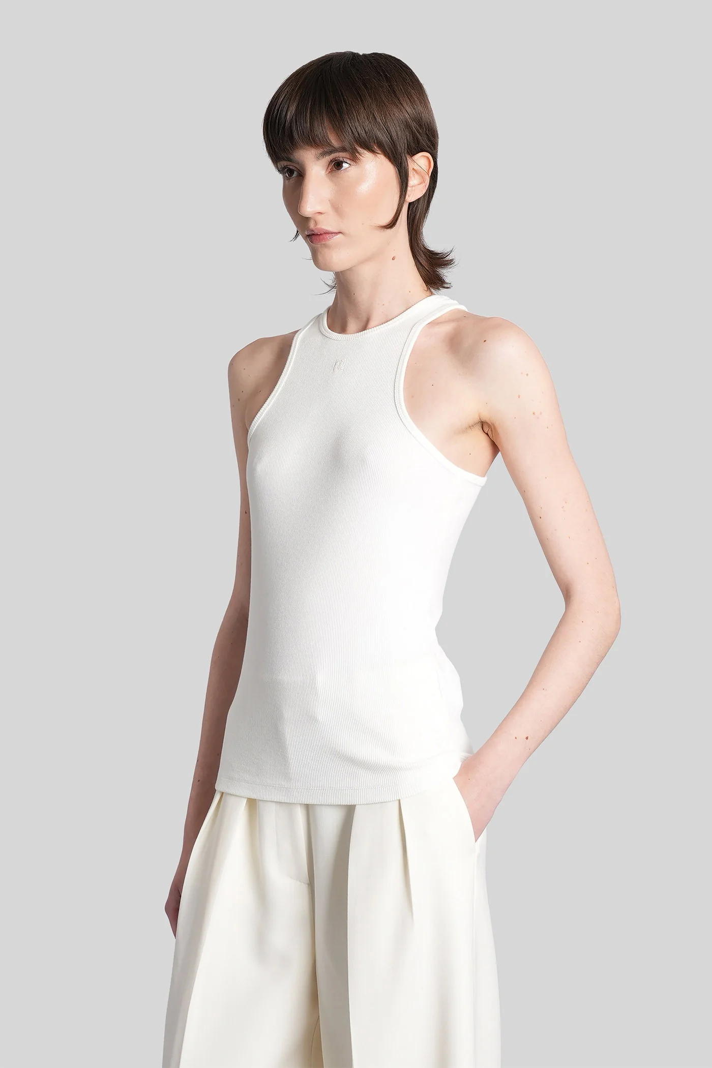 Cole tank Top in white viscose - Image 4