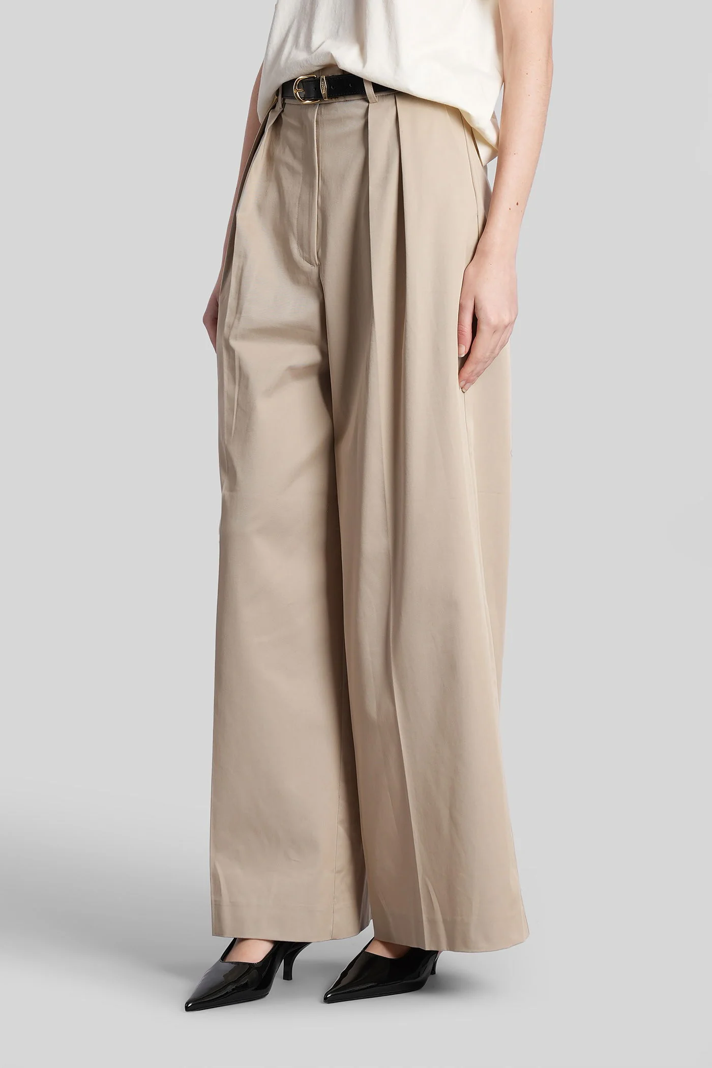 Lou Pants in beige cotton - Image 3