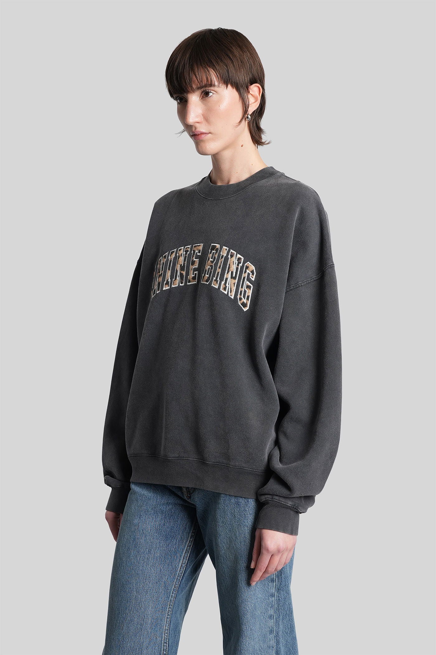 Miles Sweatshirt in black cotton - Image 4