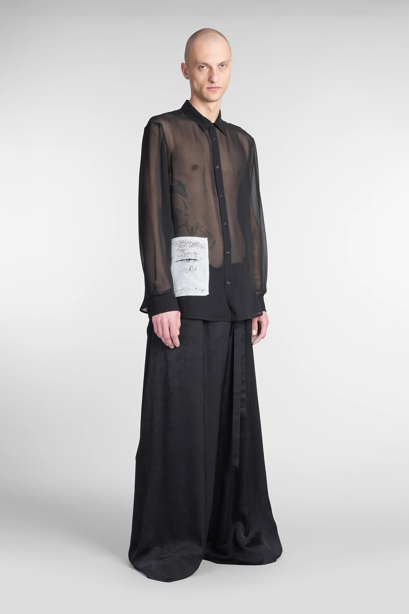 Andre Shirt in black silk - Image 2