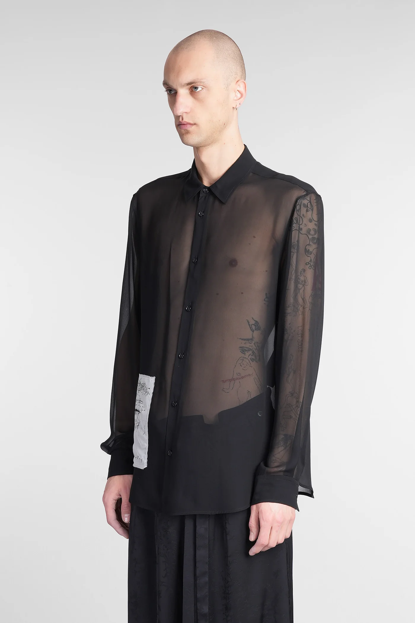 Andre Shirt in black silk - Image 4