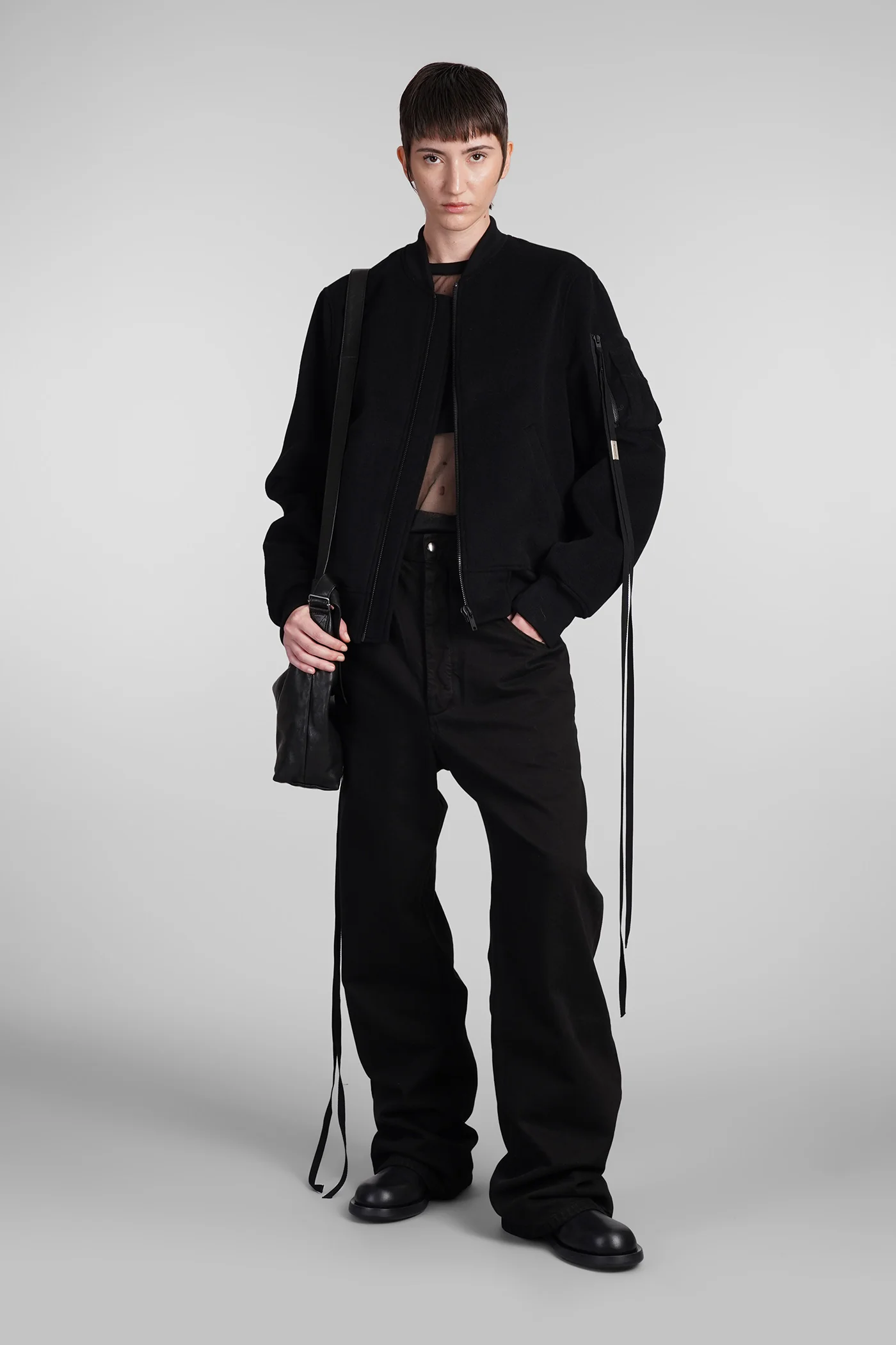 Barbara Bomber Jacket in black wool - Image 2