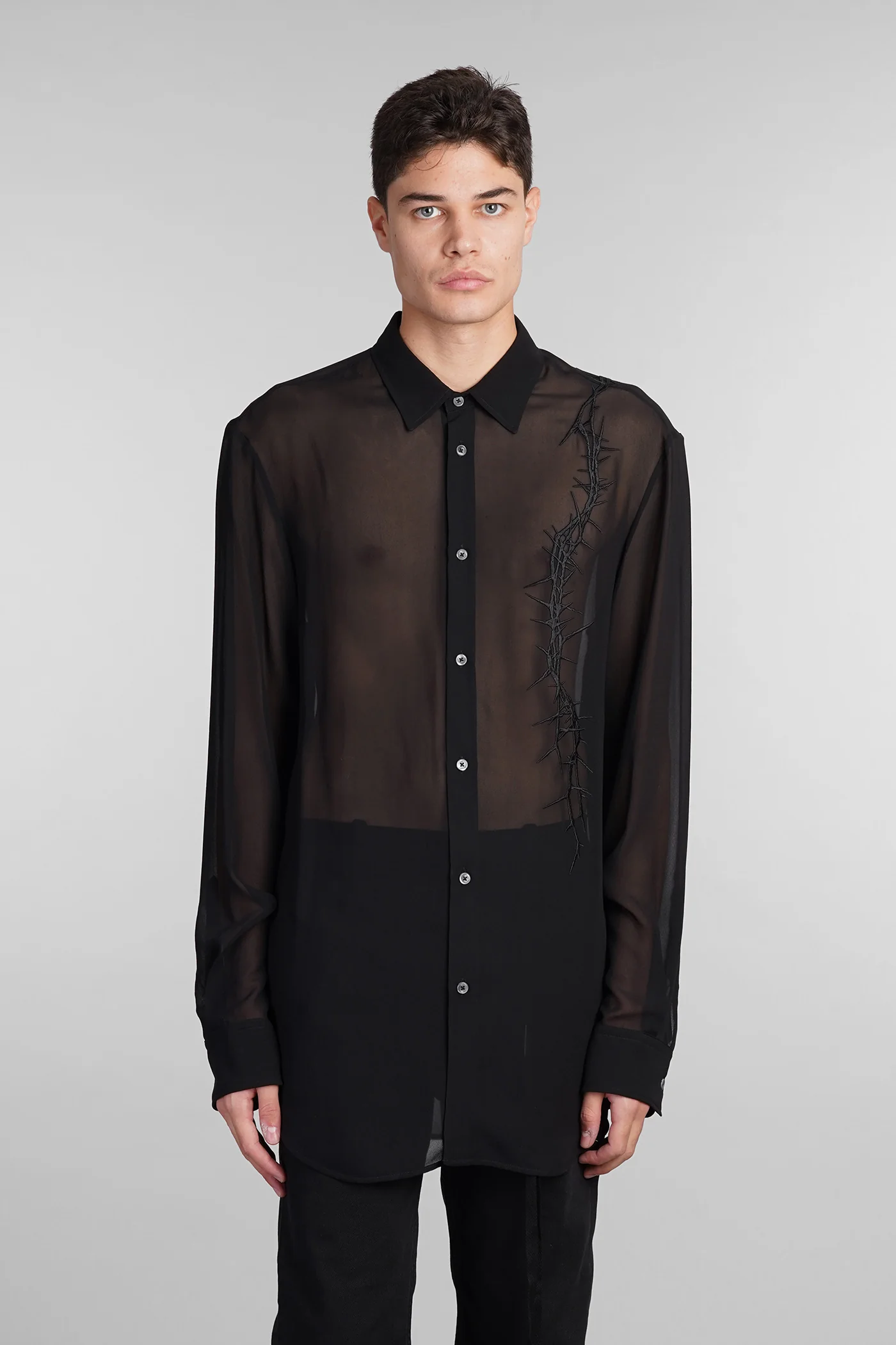 Korneel Shirt in black silk