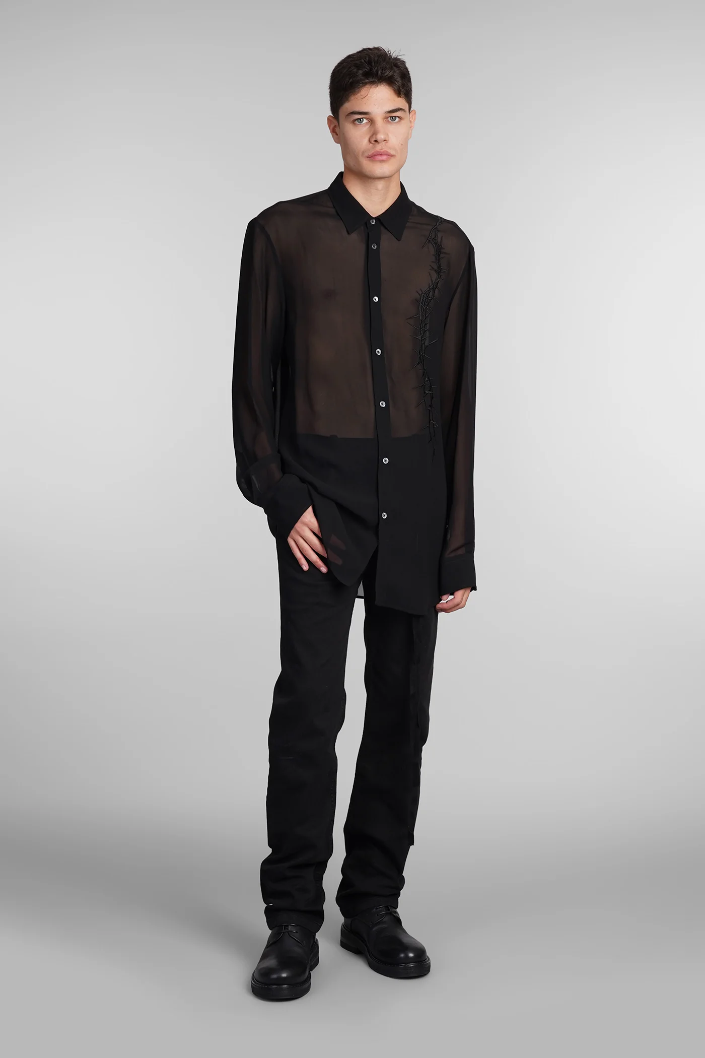 Korneel Shirt in black silk - Image 2
