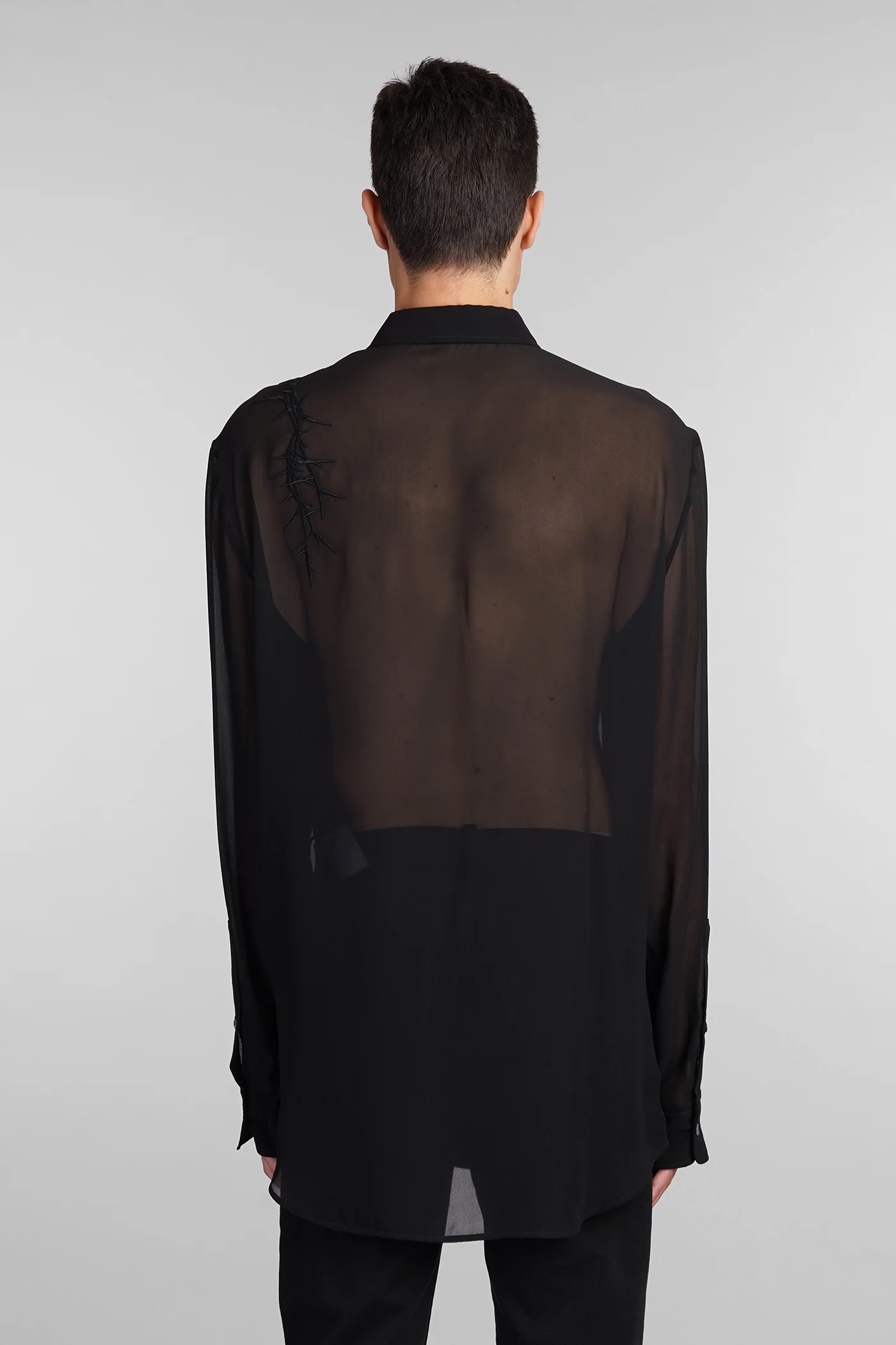 Korneel Shirt in black silk - Image 3