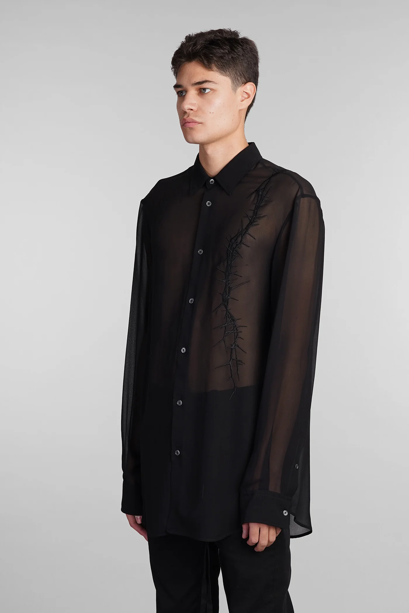 Korneel Shirt in black silk - Image 4