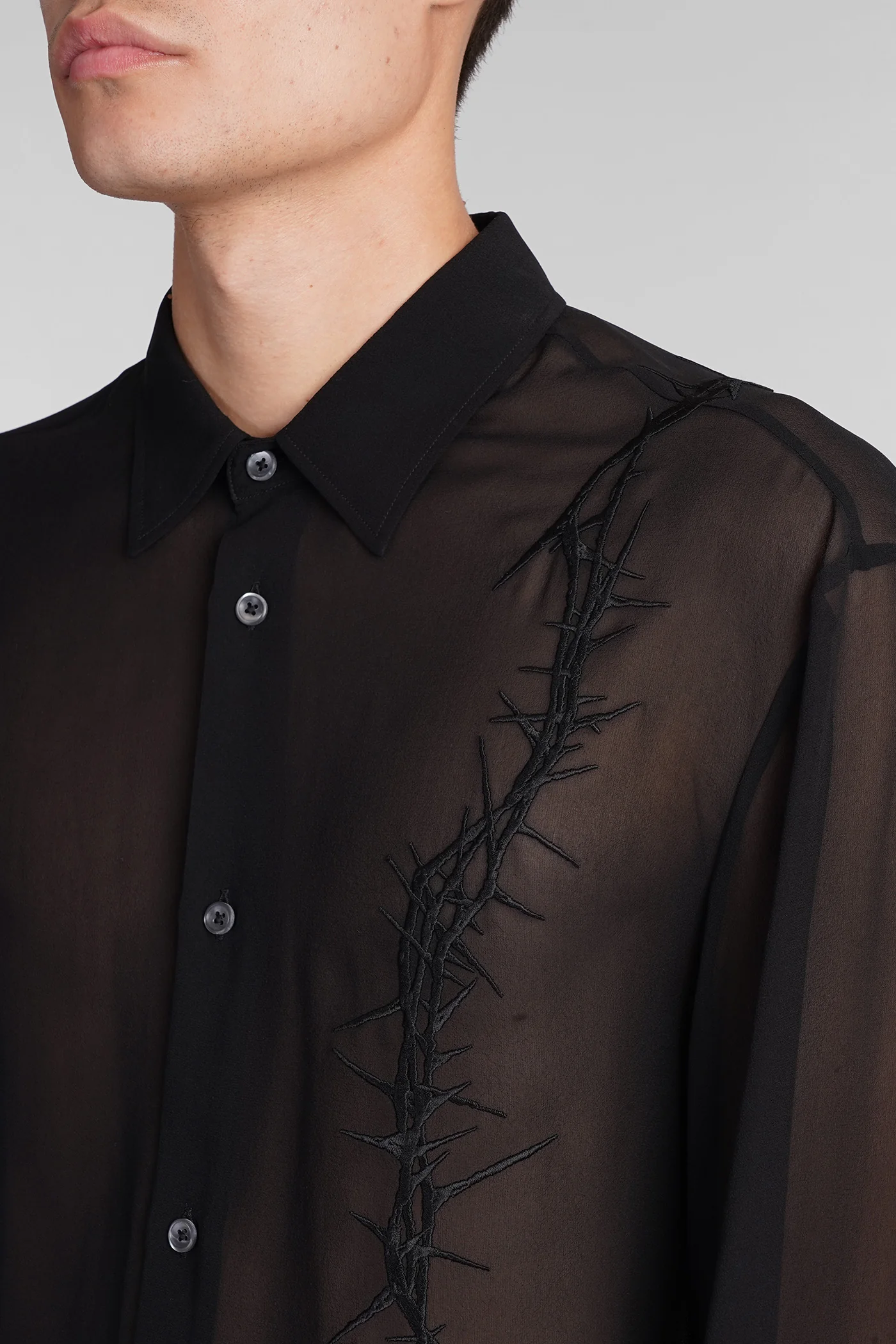 Korneel Shirt in black silk - Image 5