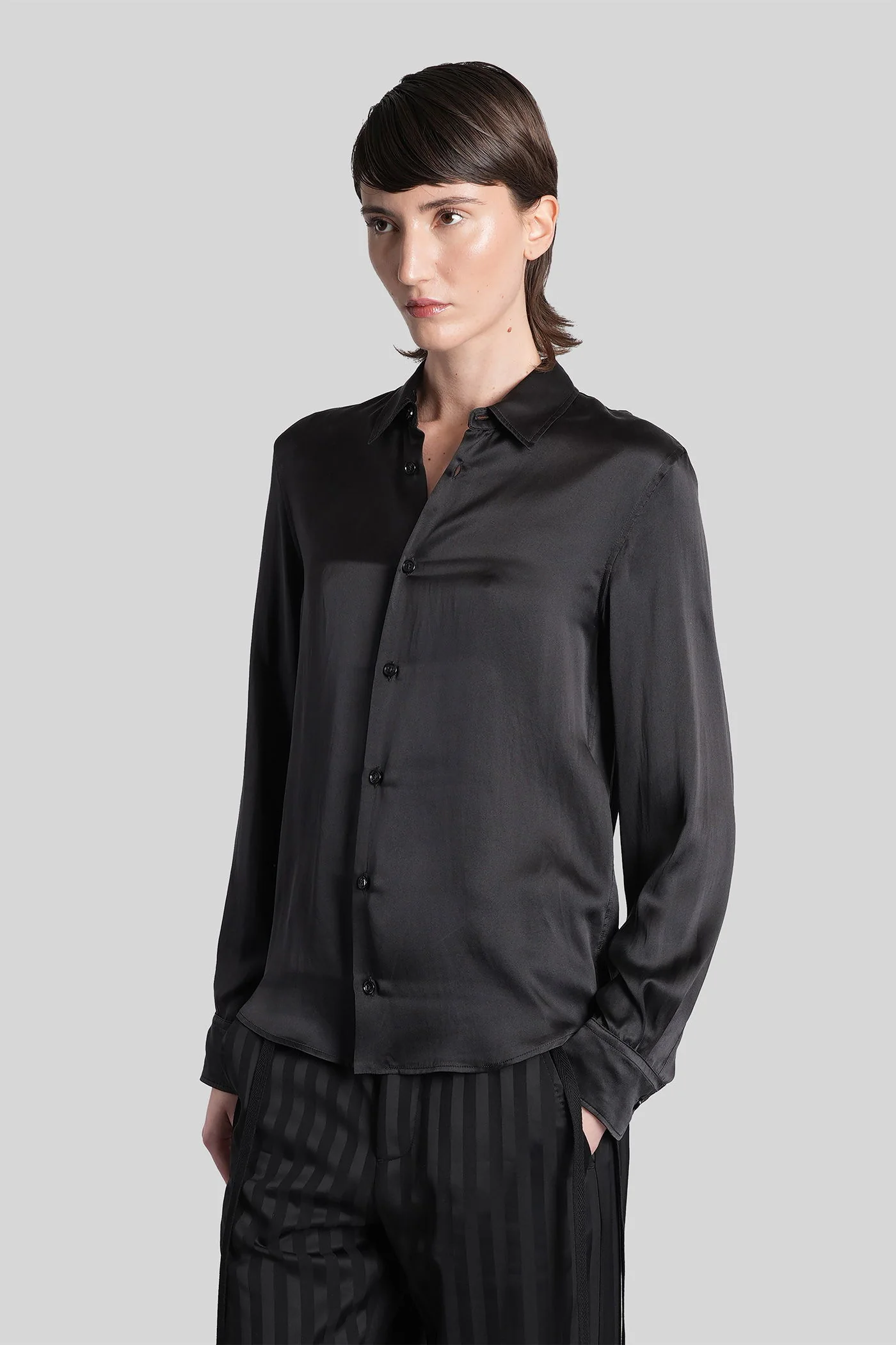Lais Shirt in black silk - Image 4