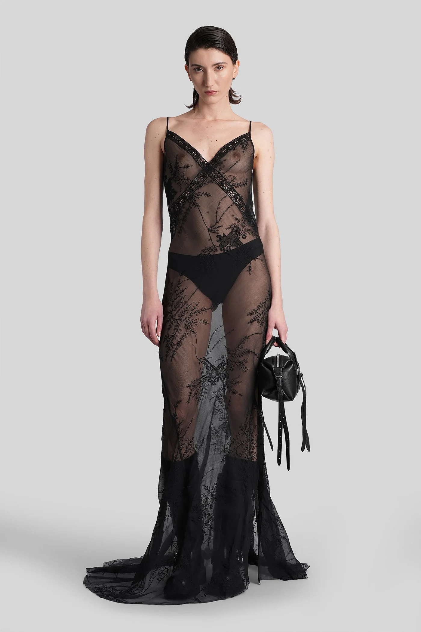 Lala Long dress in black silk
