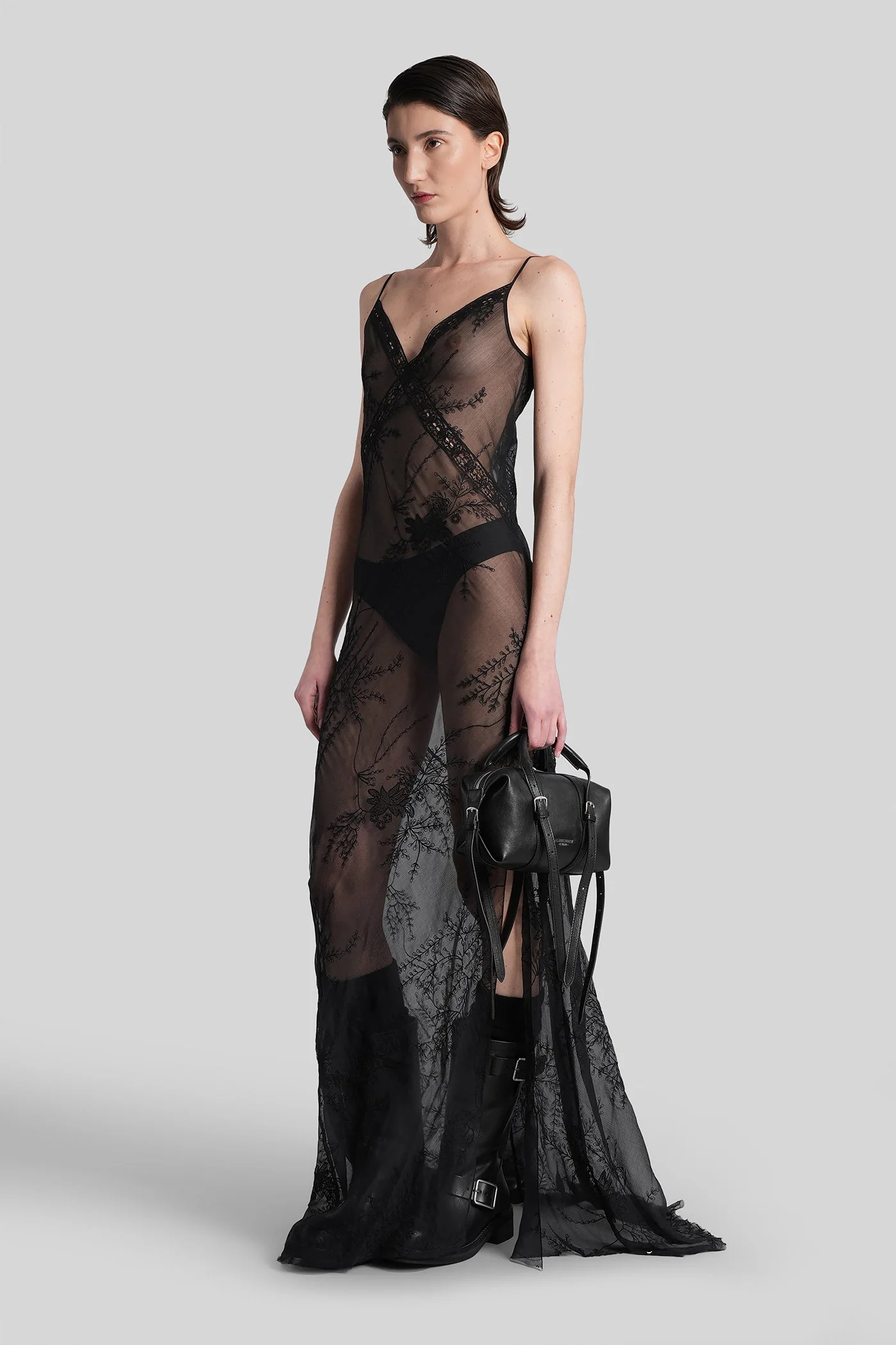 Lala Long dress in black silk - Image 4