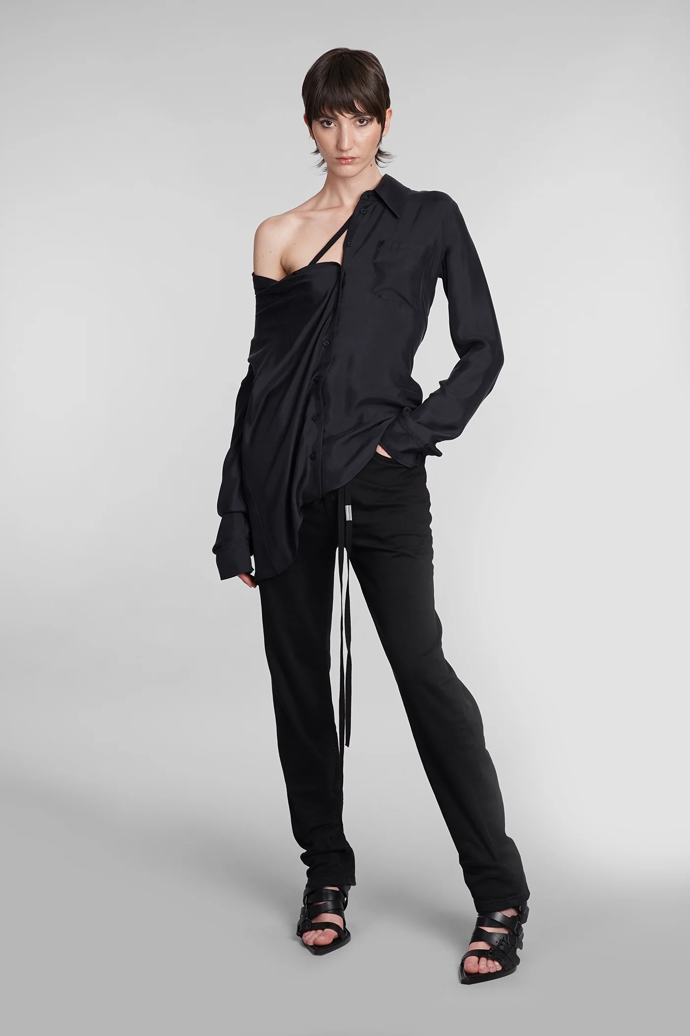 Shirt in black silk - Image 2