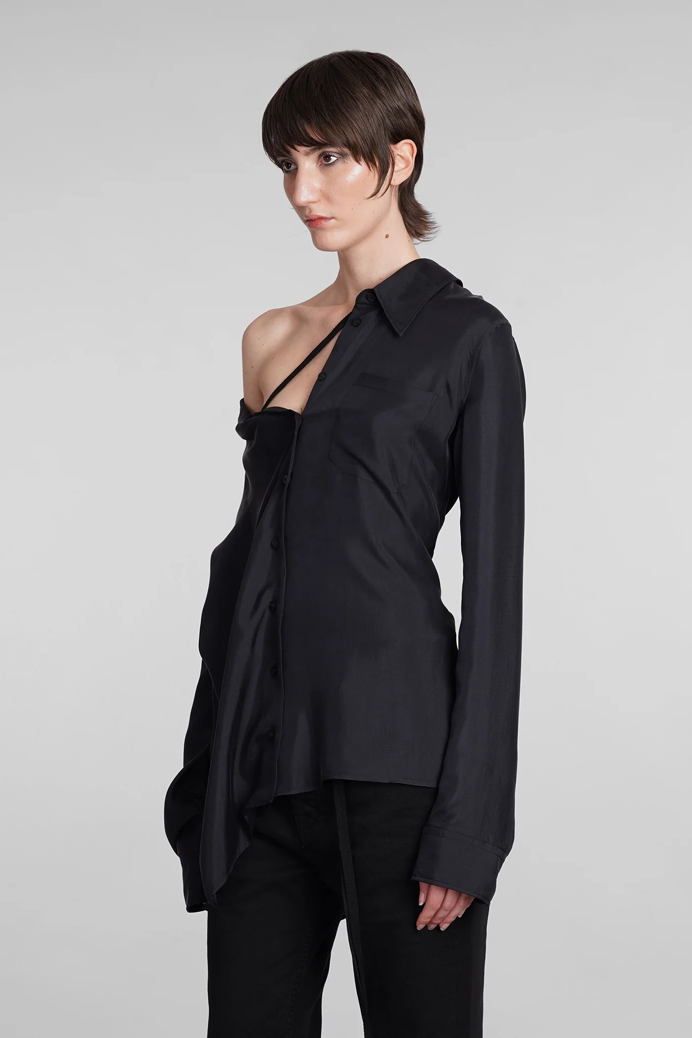 Shirt in black silk - Image 4