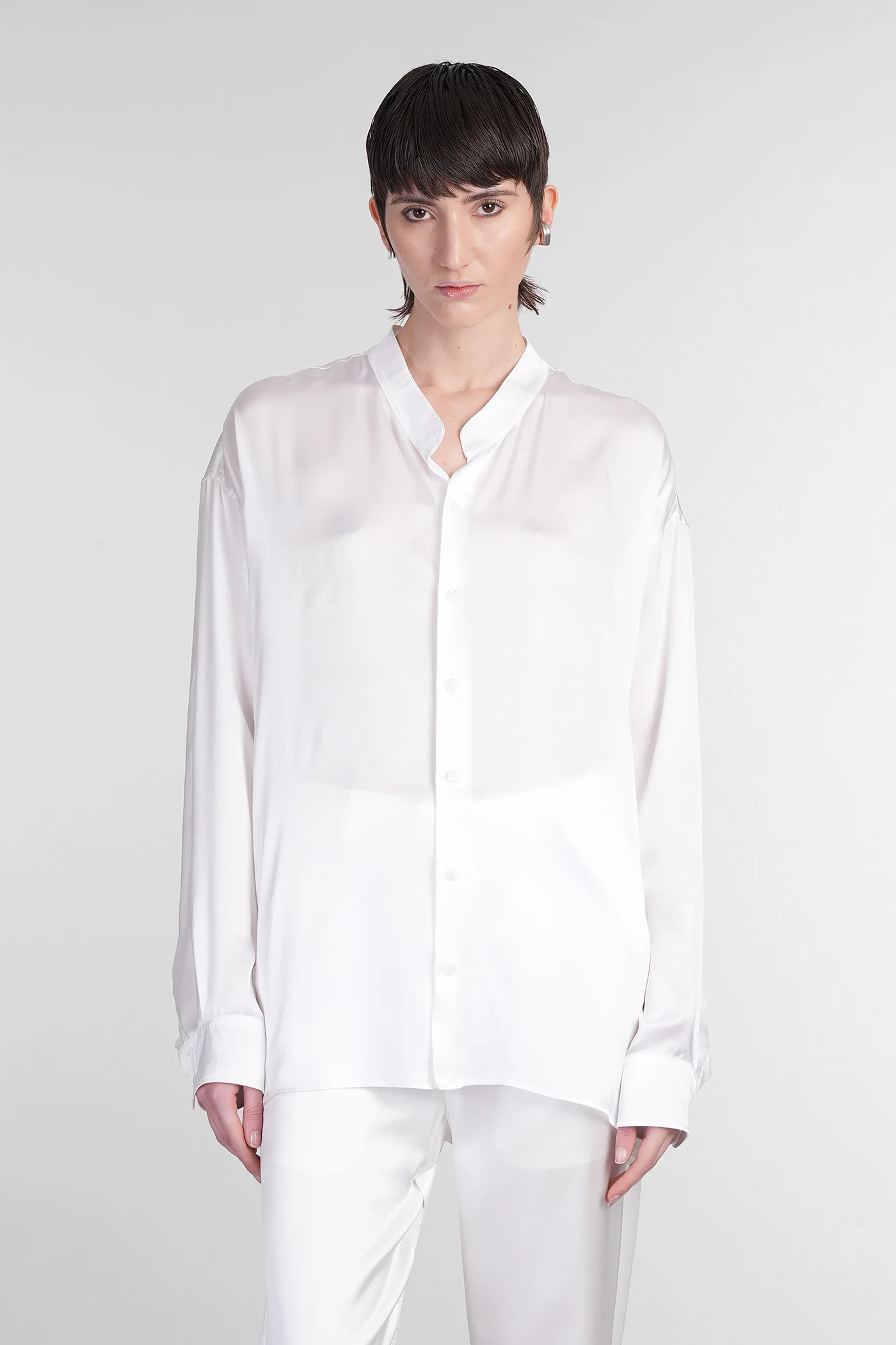 Thalia Shirt in white silk