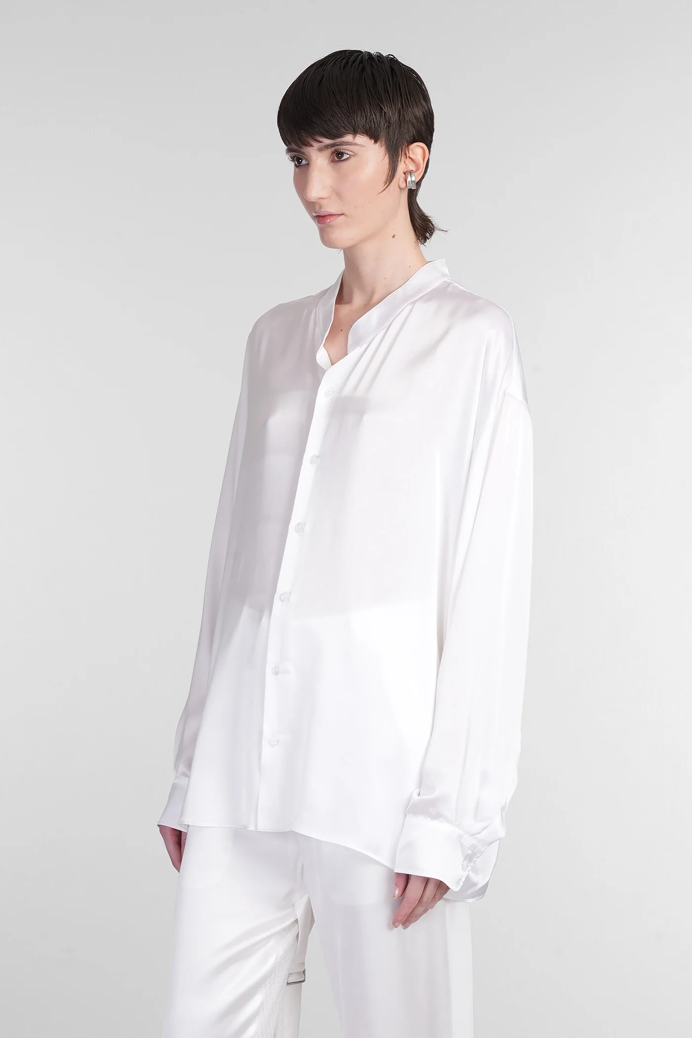 Thalia Shirt in white silk - Image 4