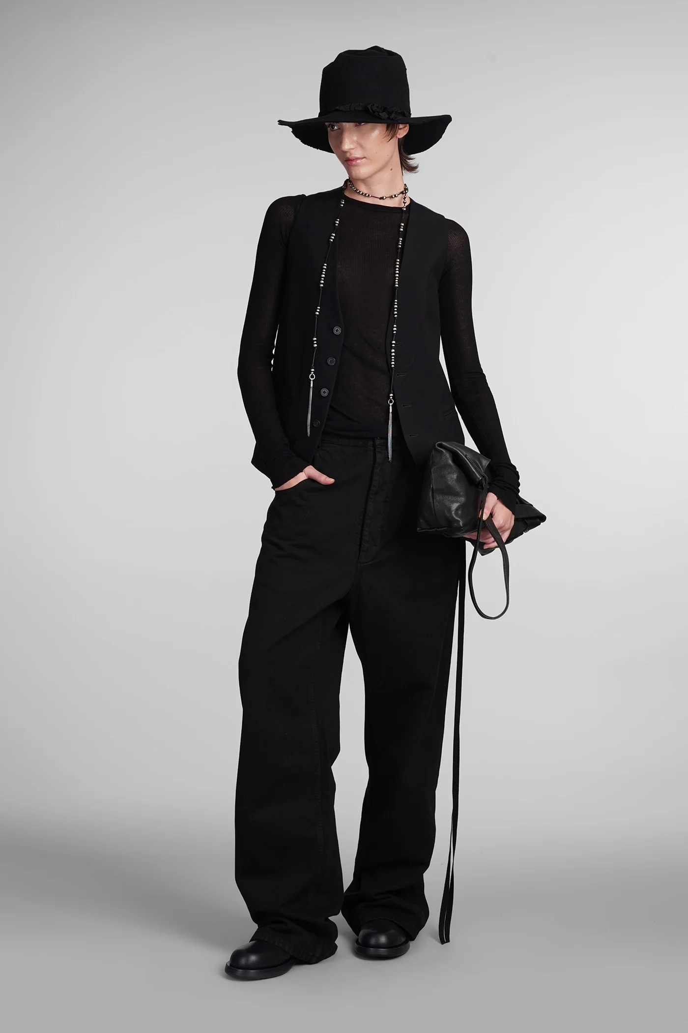 Vest in black cotton - Image 2