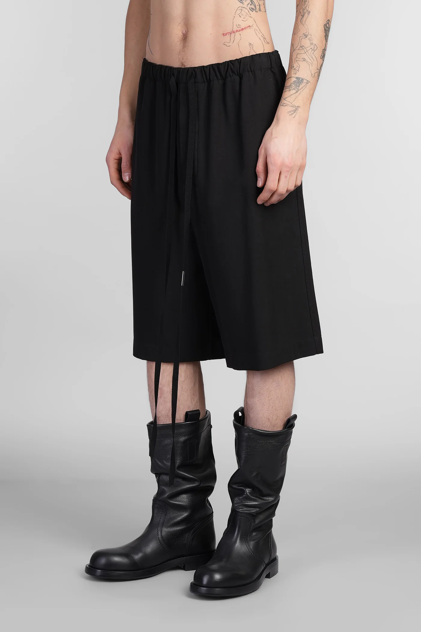 Waldemar Shorts in black wool and polyester - Image 4