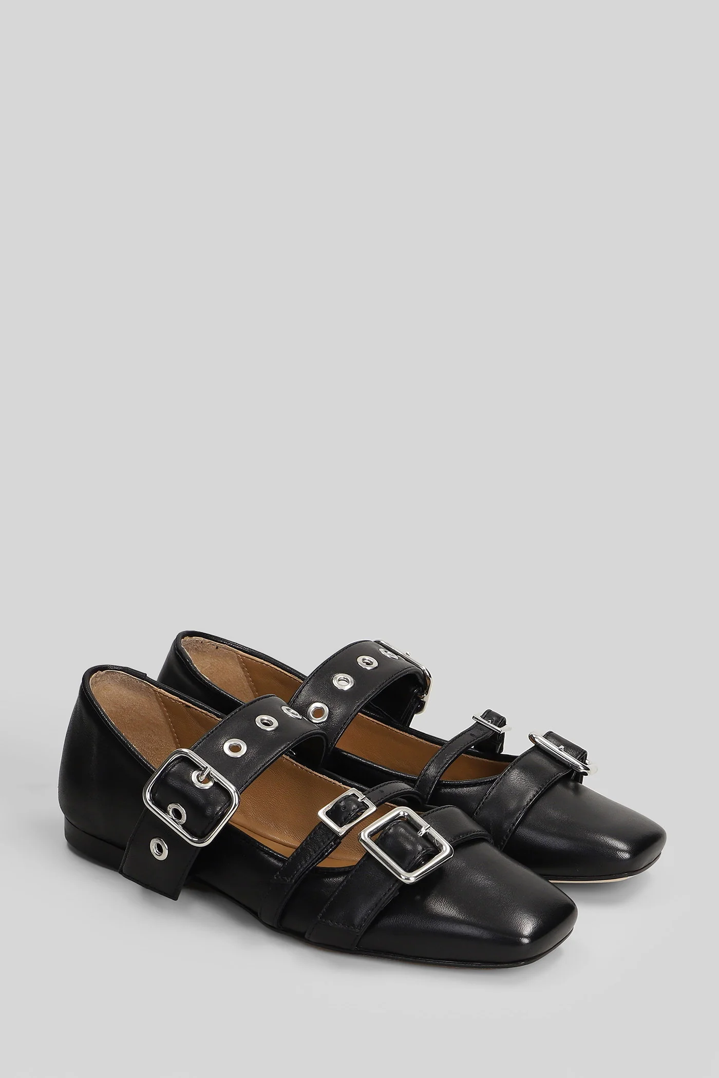 Ballet flats in black leather - Image 2