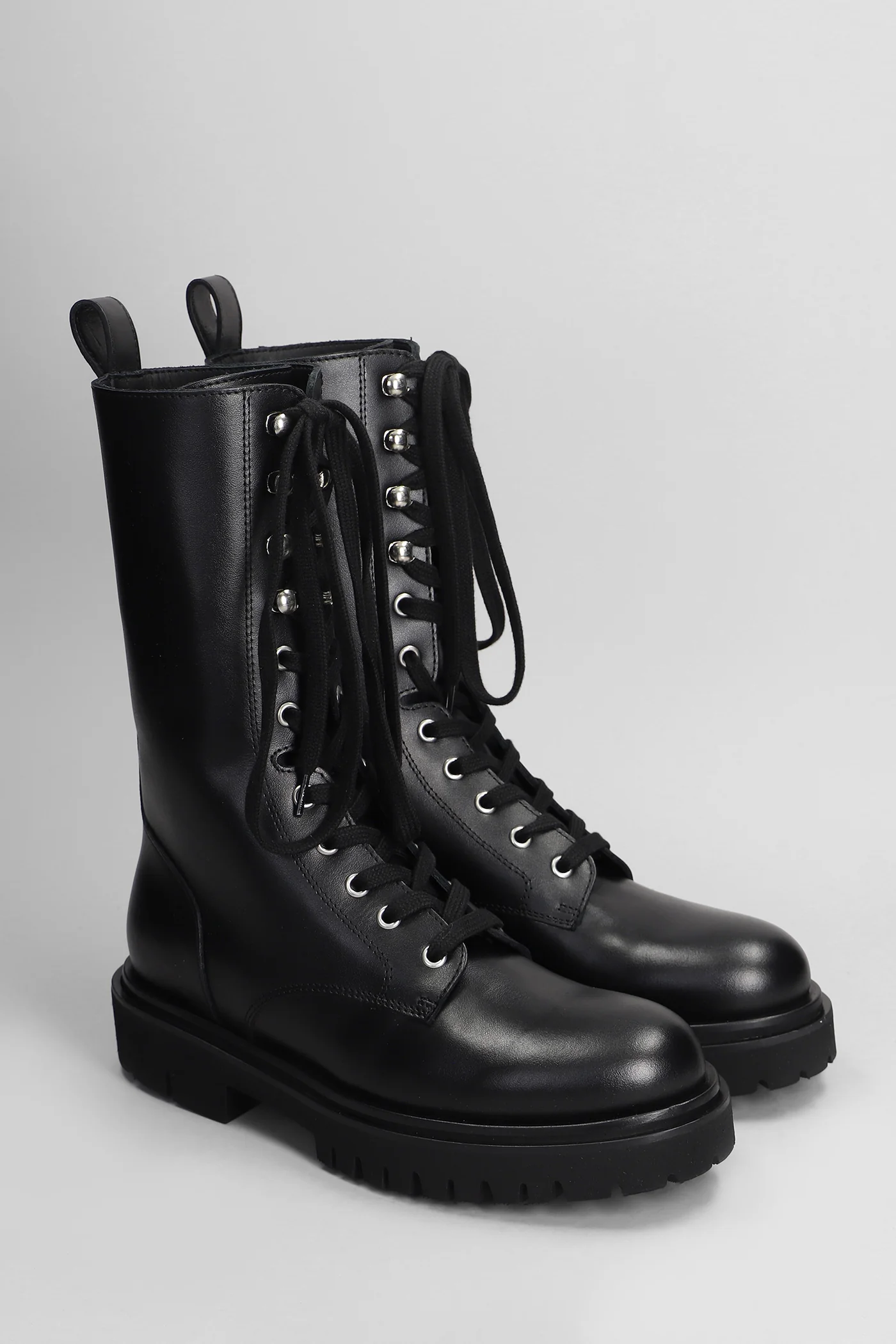 Combat boots in black leather - Image 2