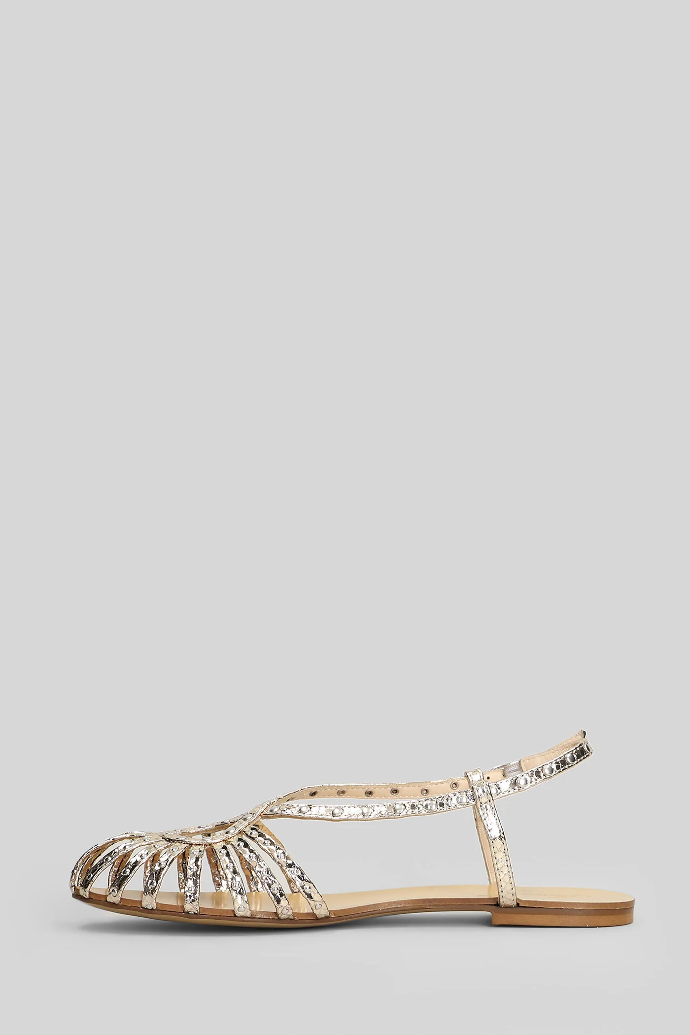 Flat sandal-slipper in platinum leather - Image 3