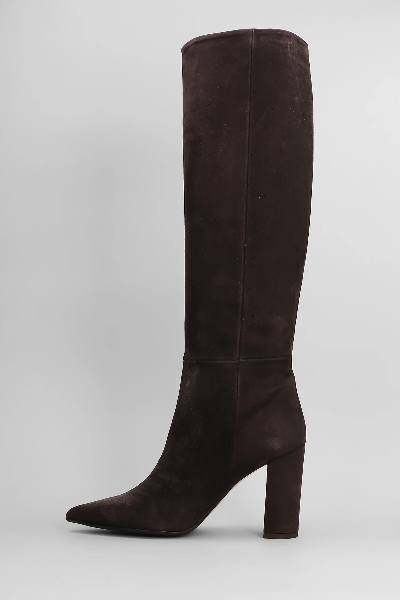 High heels boots in dark brown suede - Image 3
