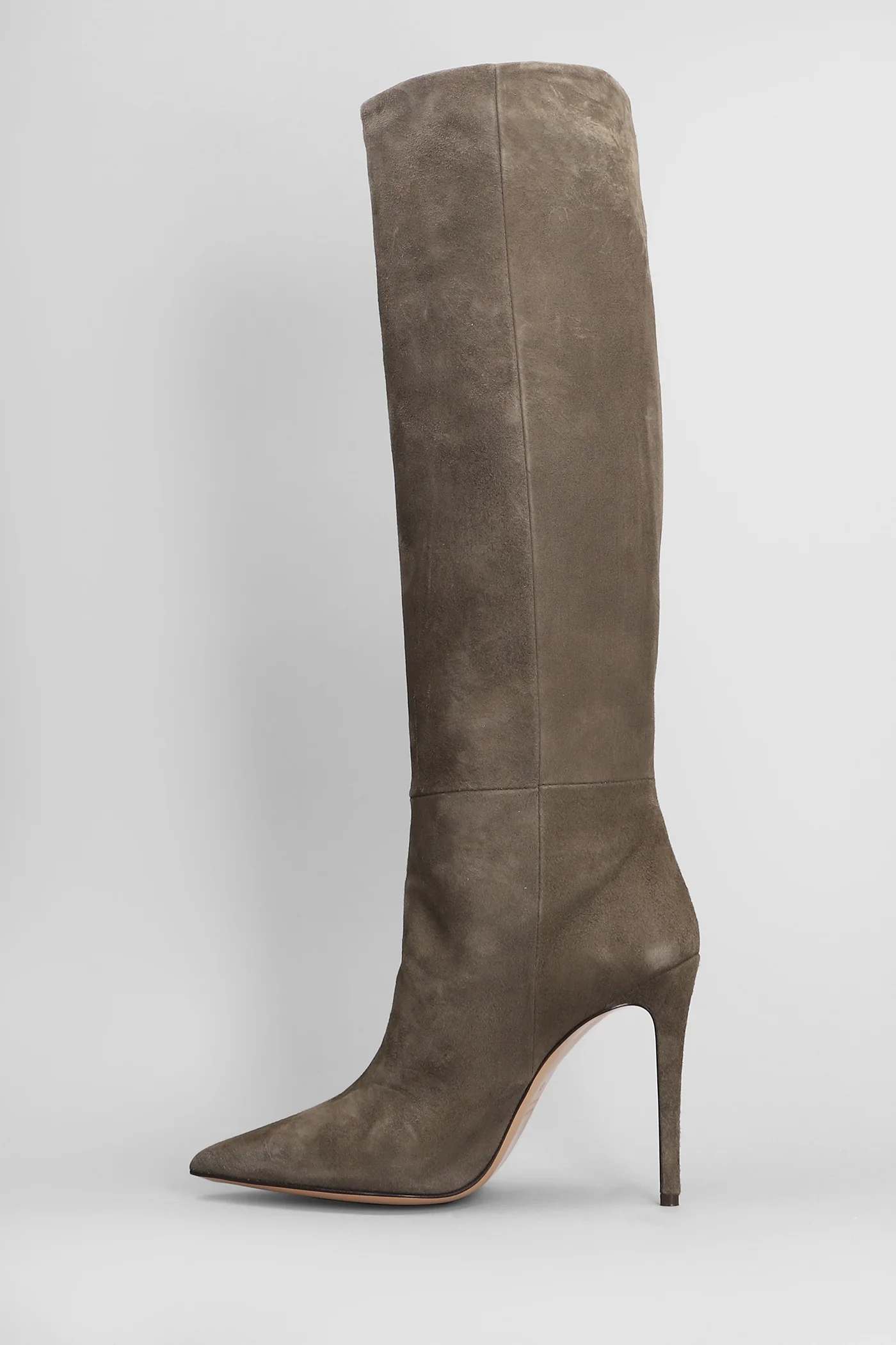 High heels boots in taupe suede - Image 3