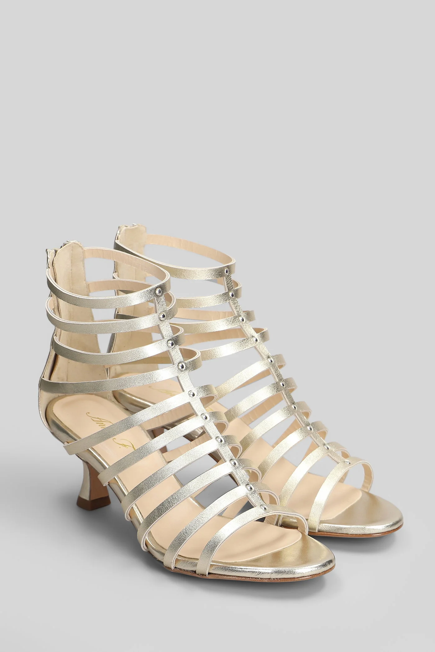 Sandals in platinum leather - Image 2