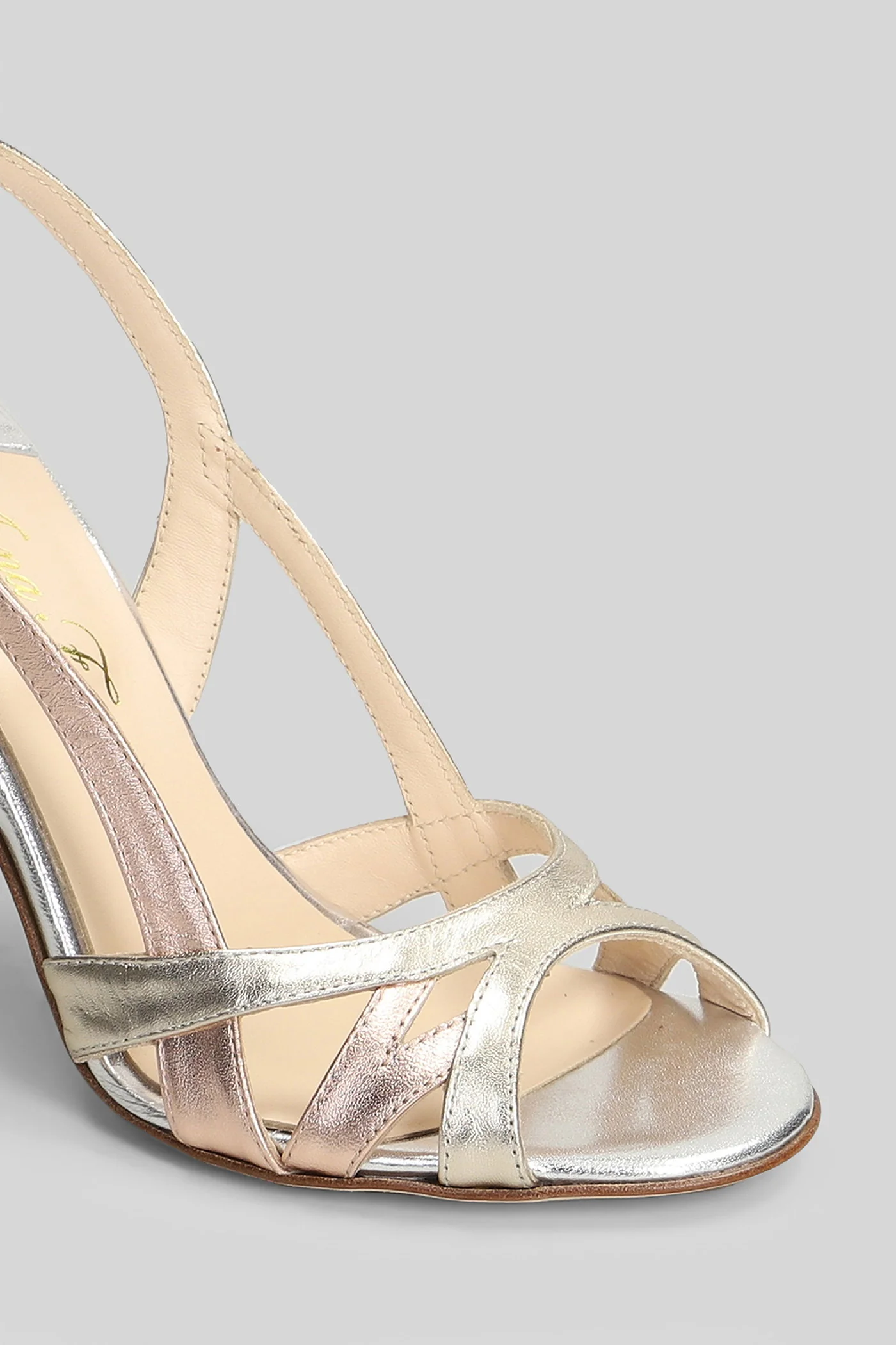 Sandals in platinum leather - Image 5