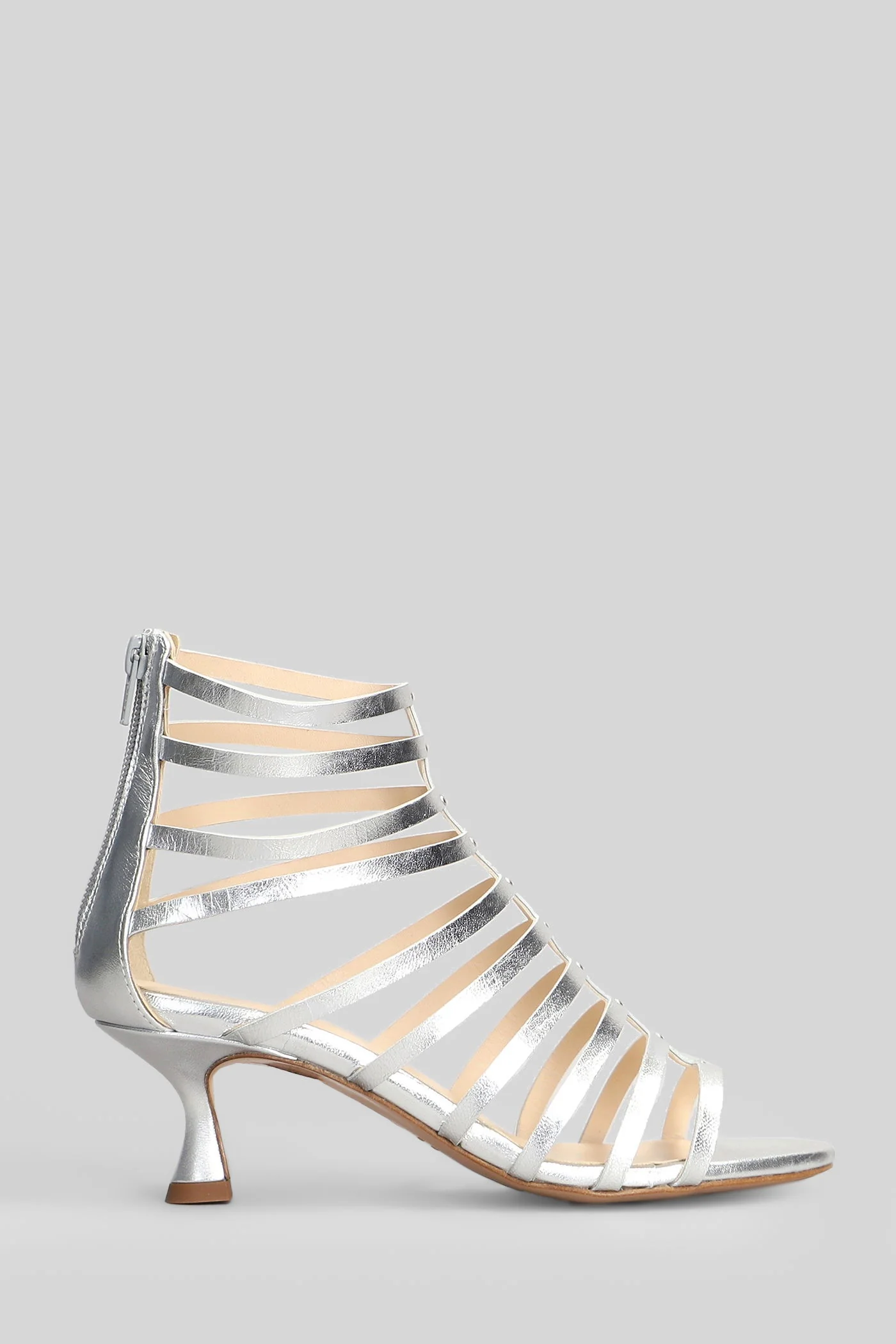 Sandals in silver leather