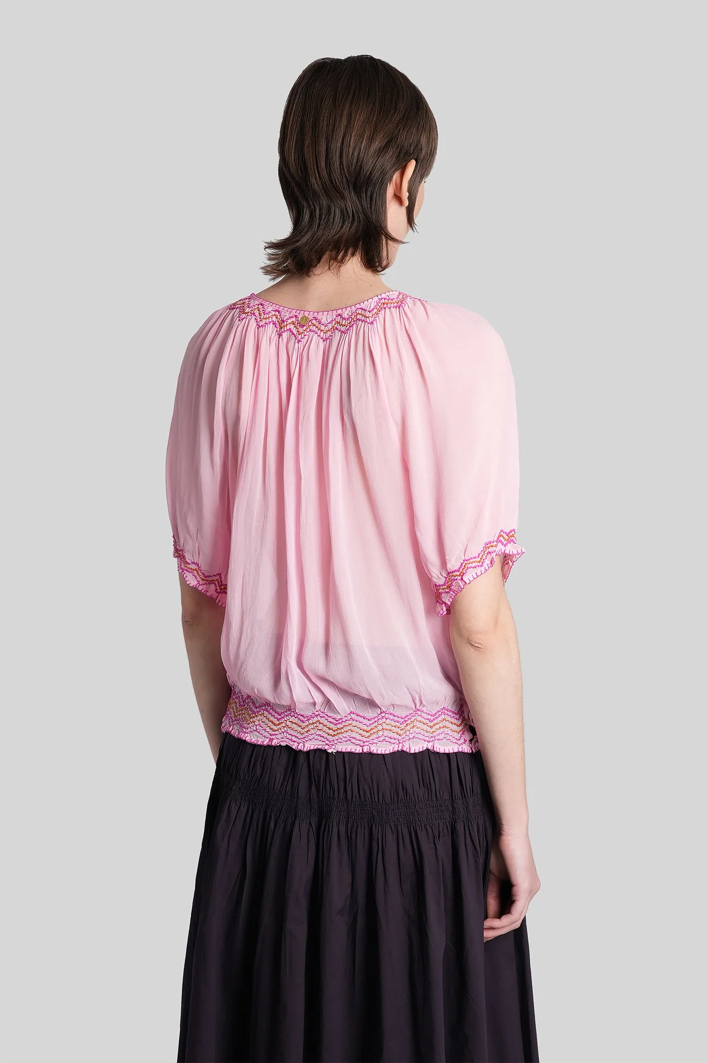 Delia Blouse in rose-pink viscose - Image 3